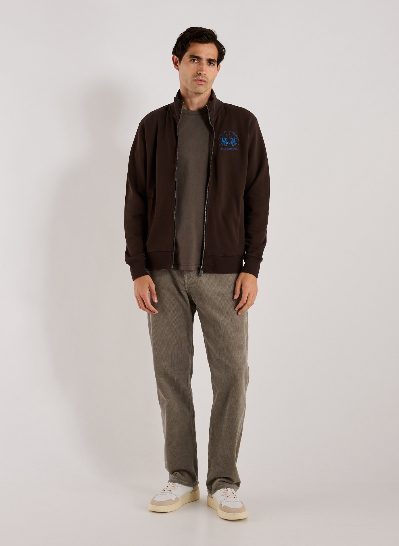 Sweatshirt à glissière en coton LA MARTINA Marron