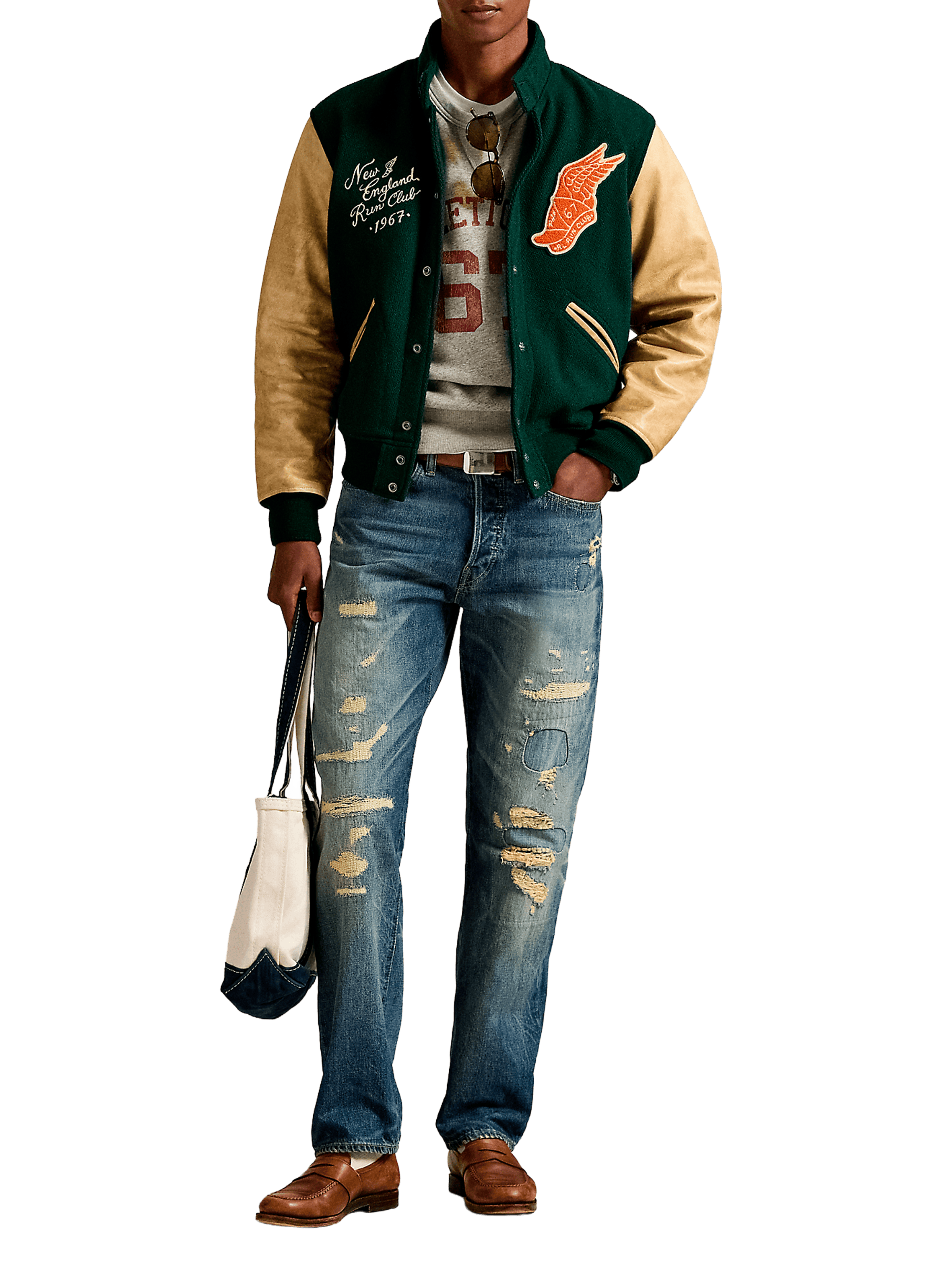 Jacket with high collar in blended wool POLO RALPH LAUREN Green