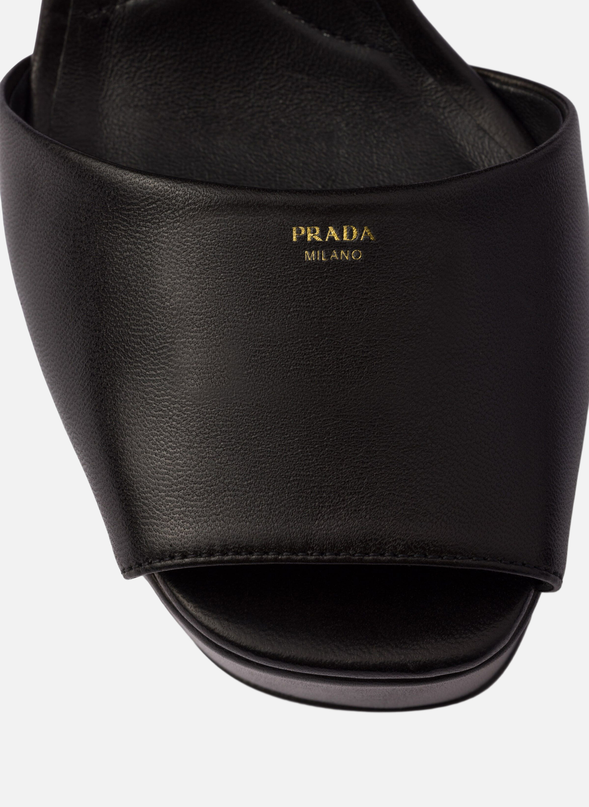 Sandales à plateforme en cuir nappa PRADA Noir