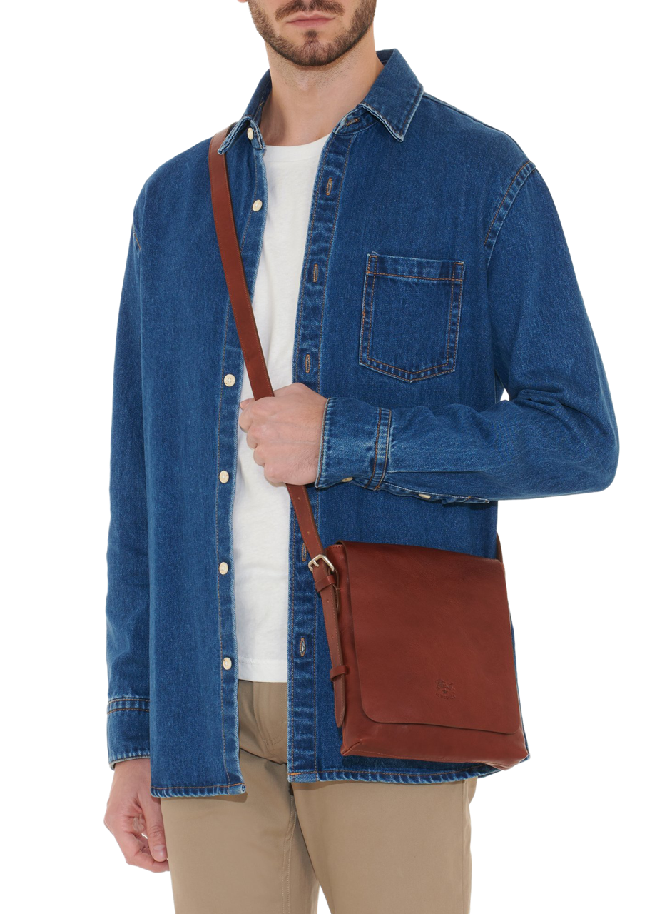 Sac à bandoulière en cuir IL BISONTE Marron