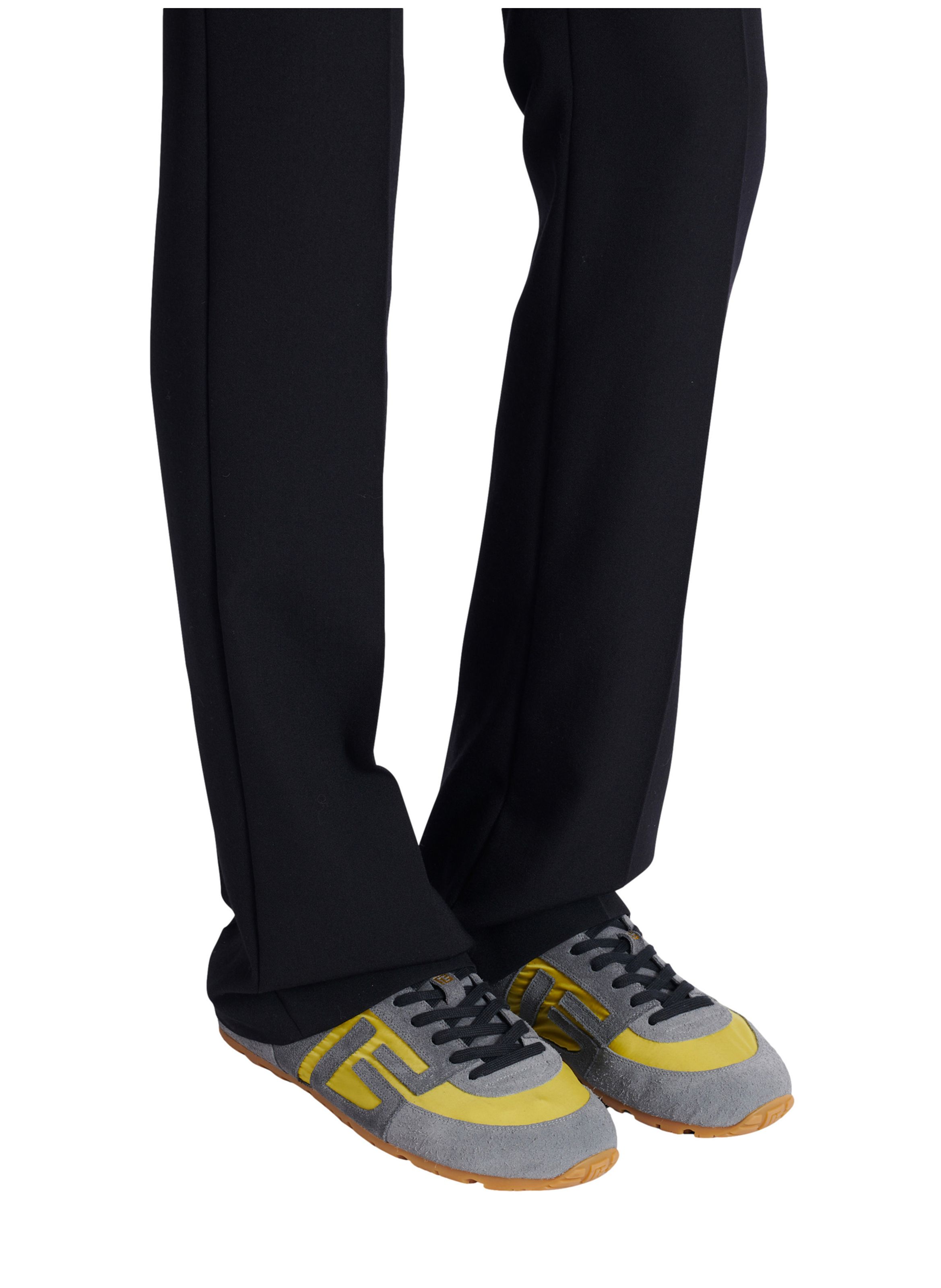 Baskets racer 45 en daim et nylon BALMAIN Jaune