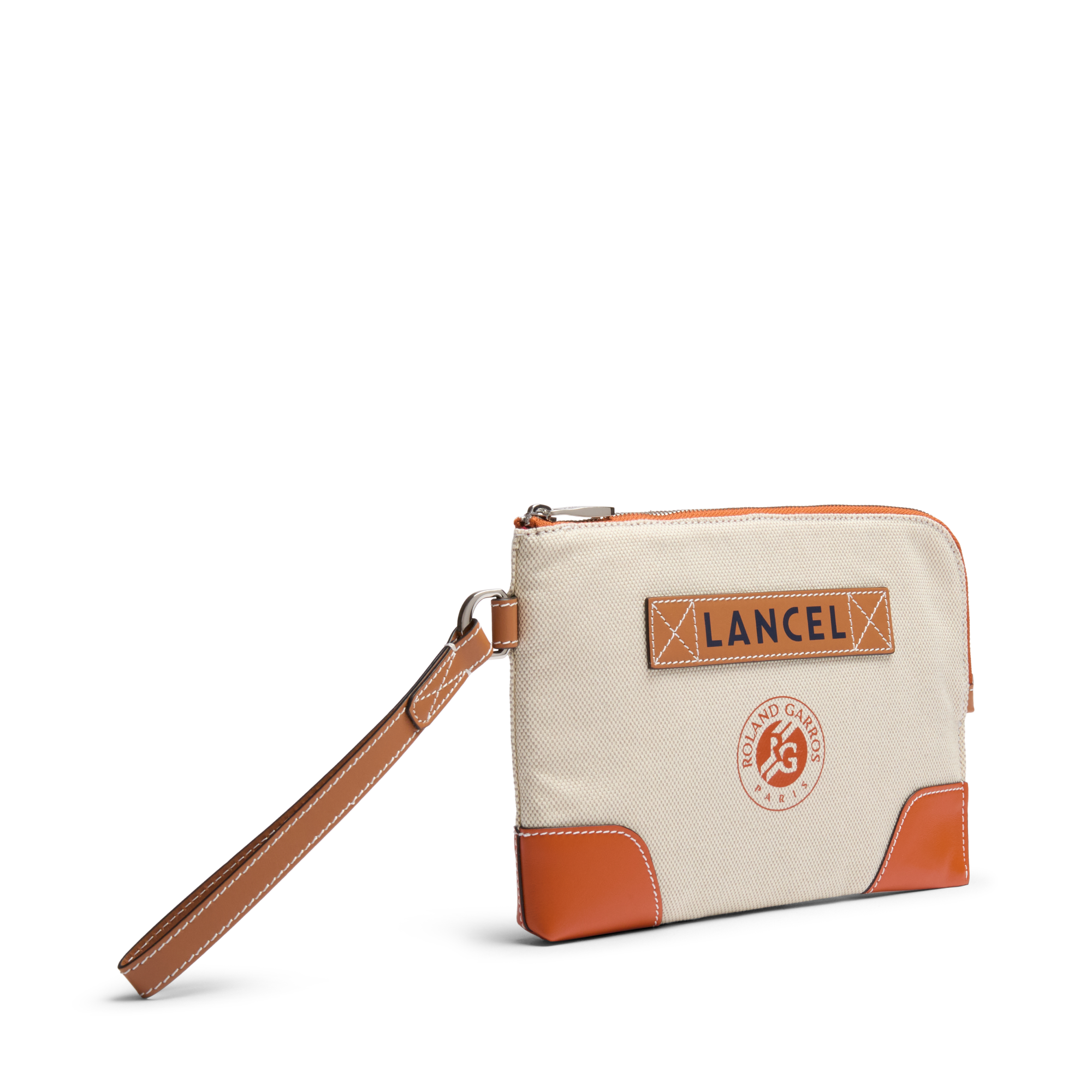 Pochette dragonne zippée lancel x roland garros en coton LANCEL Beige