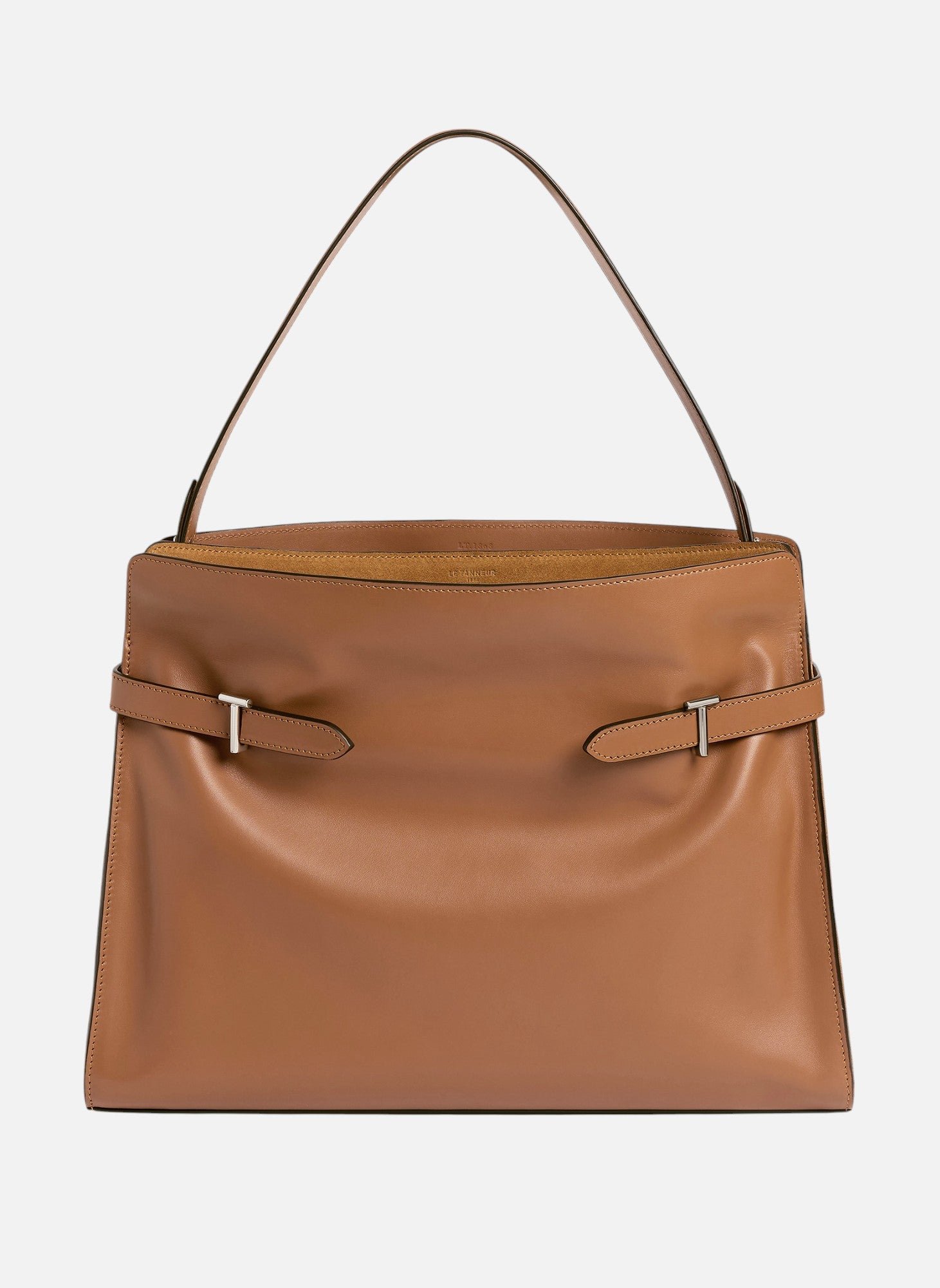 Sac porté épaule modèle maxi emie en cuir lisse et nubuck  Marron tan