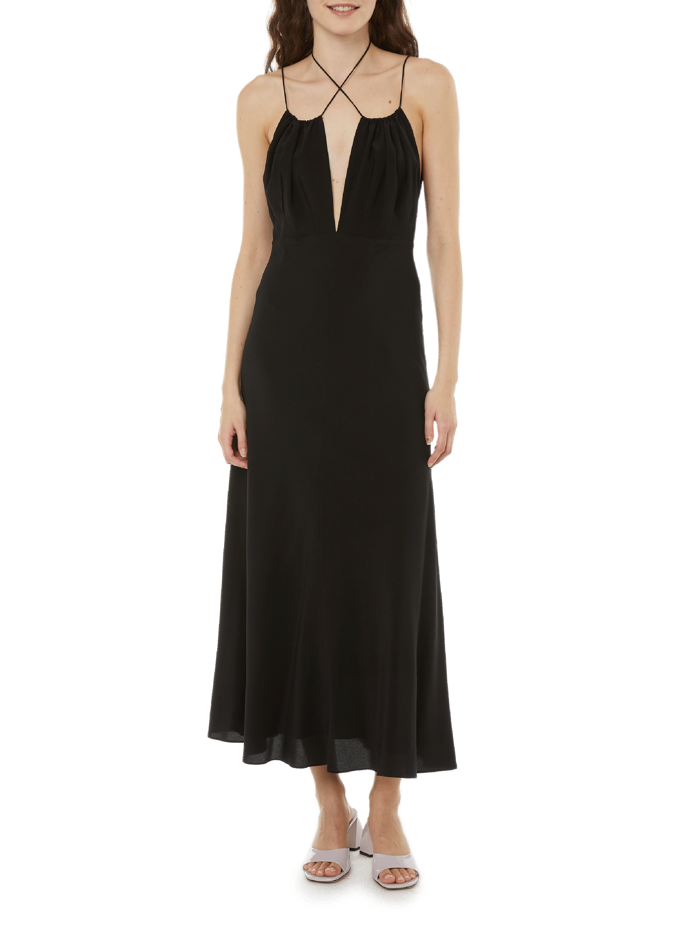 TOTEME Robe midi en soie Noir