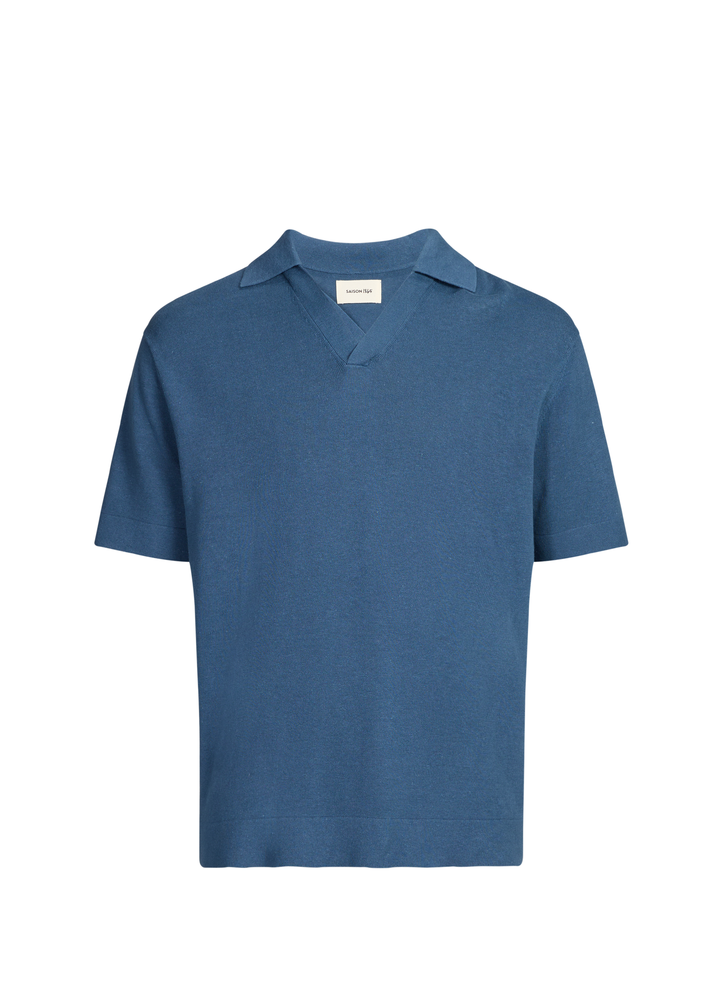 Short-sleeved linen and cotton Polo Holl SAISON 1865 Blue