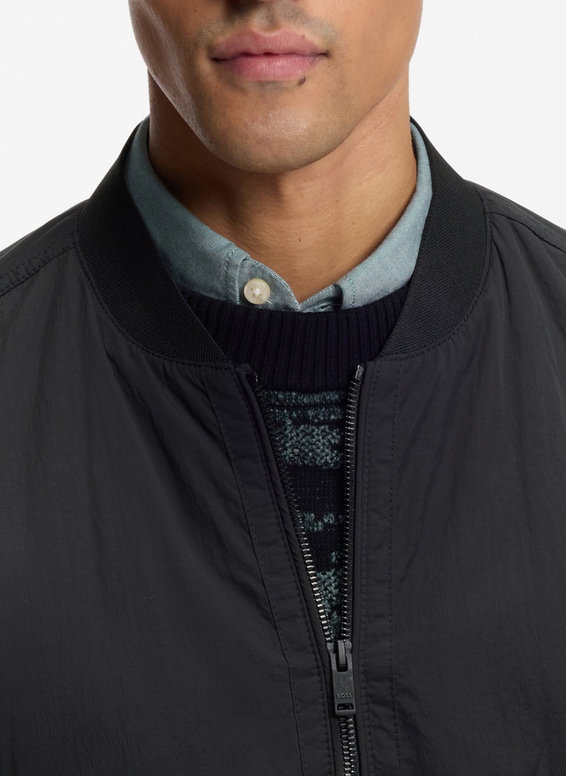 Blouson droit col teddy BOSS Noir