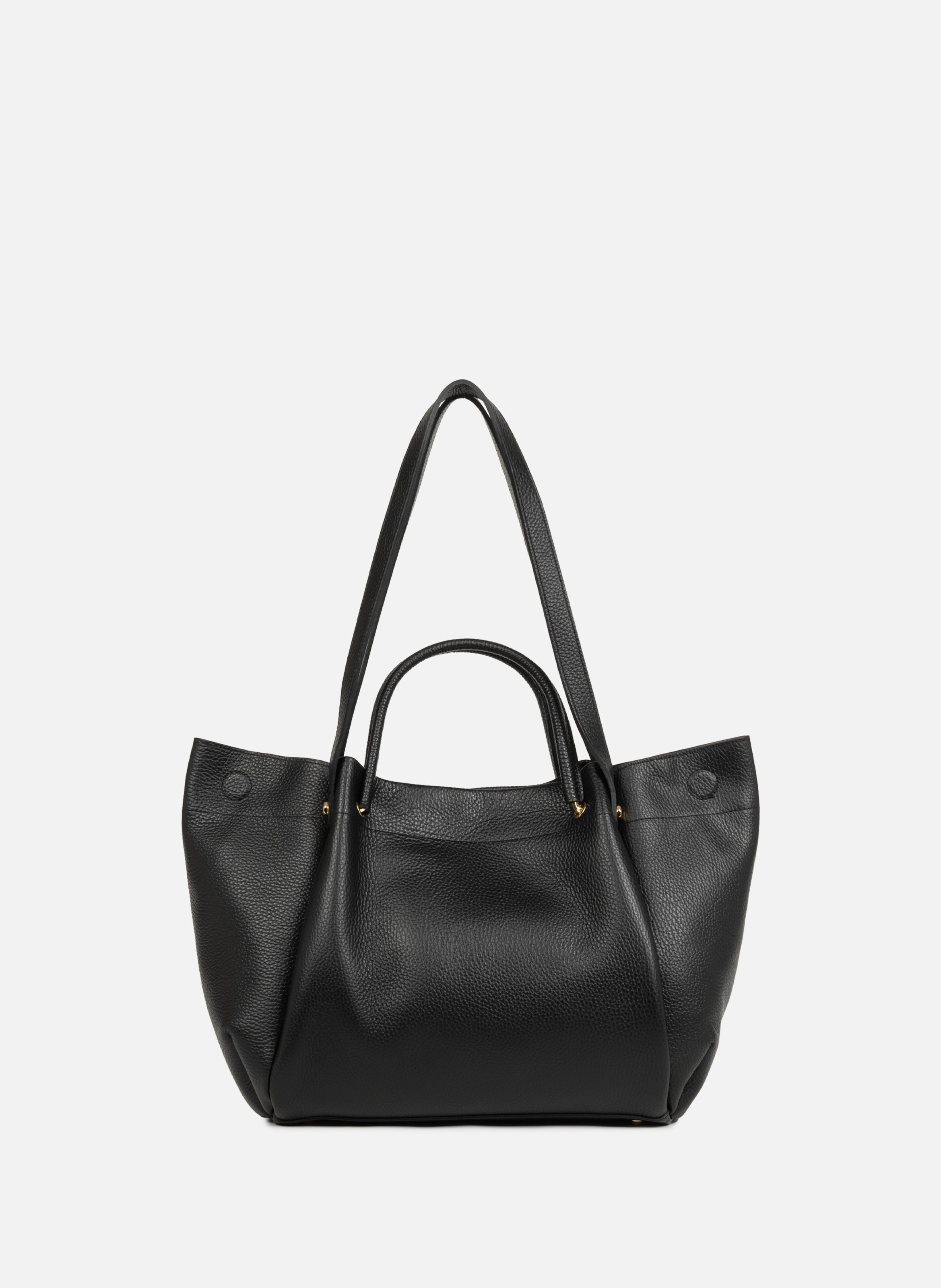 Très grand sac cabas épaule - foulonné double louisa LANCASTER Noir