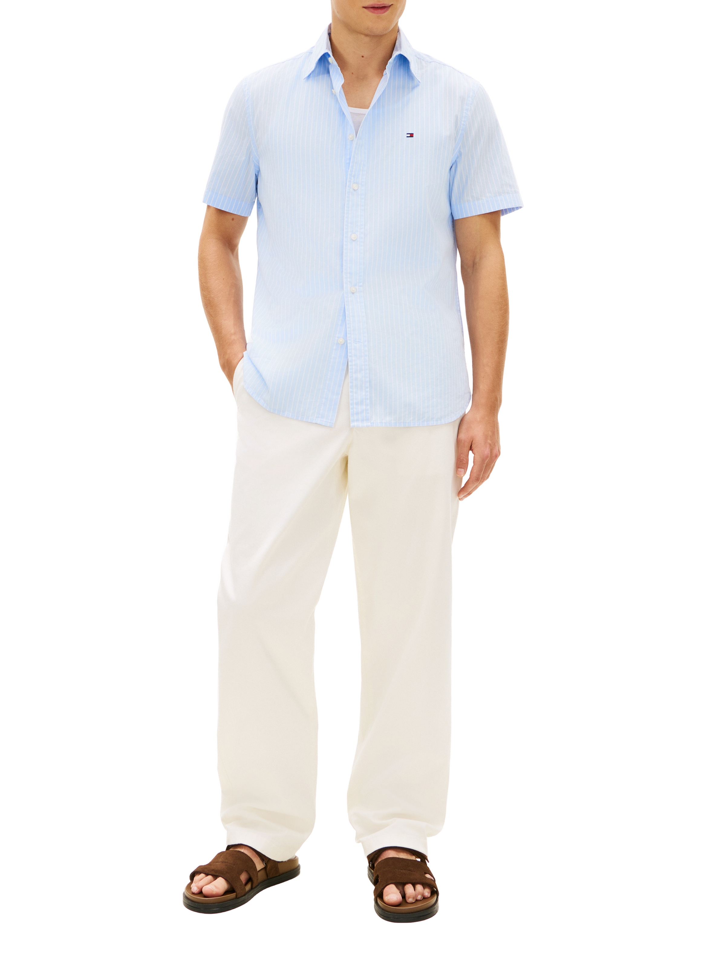 Chemise à rayures en coton TOMMY HILFIGER Bleu