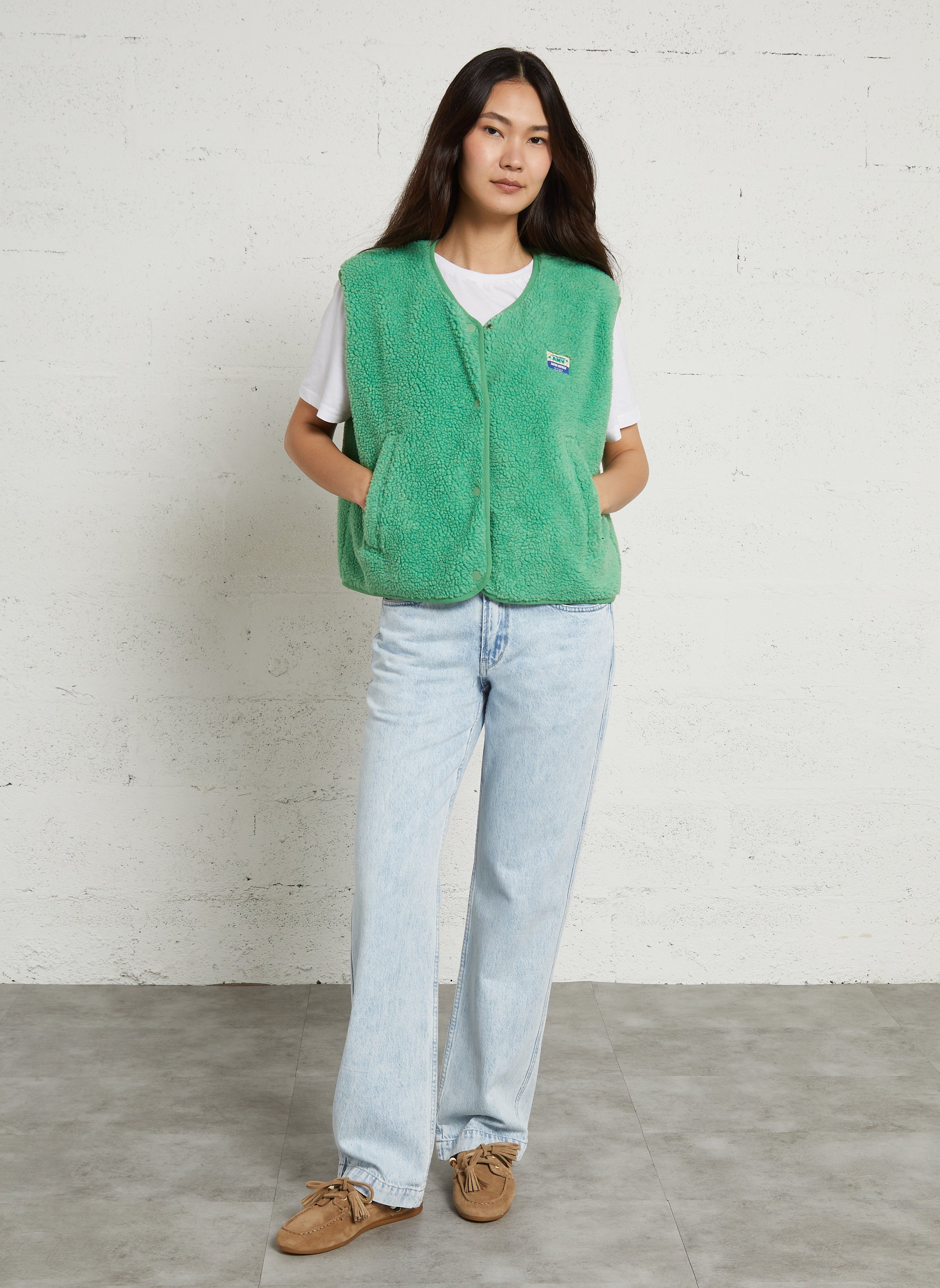 Gilet col rond molletonné sans manches hoktown Vert