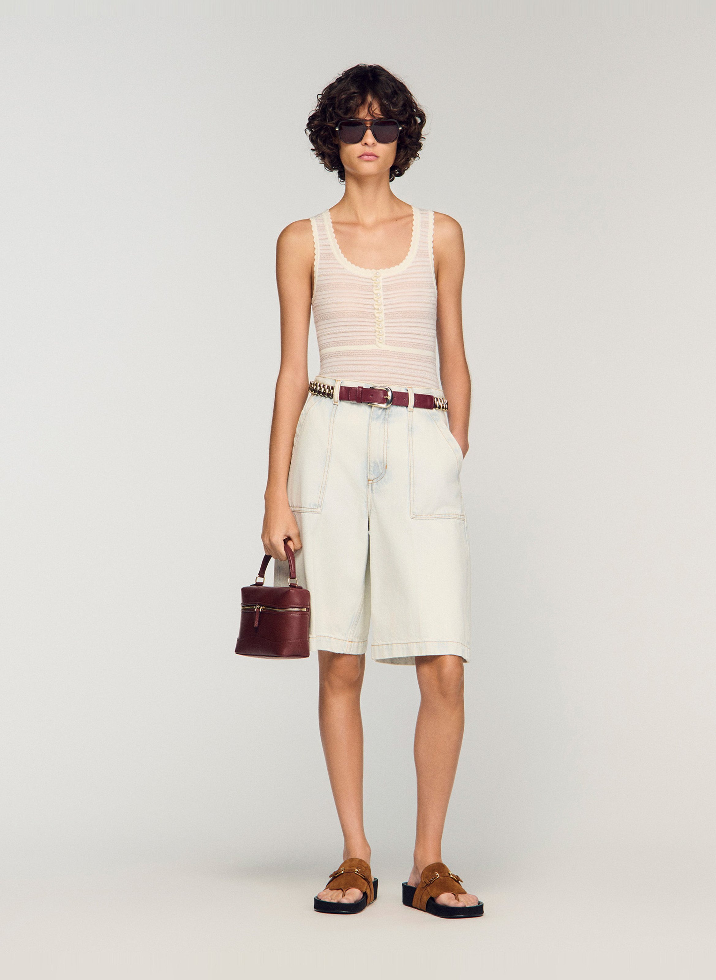 Body en maille en laine mélangée SANDRO Beige