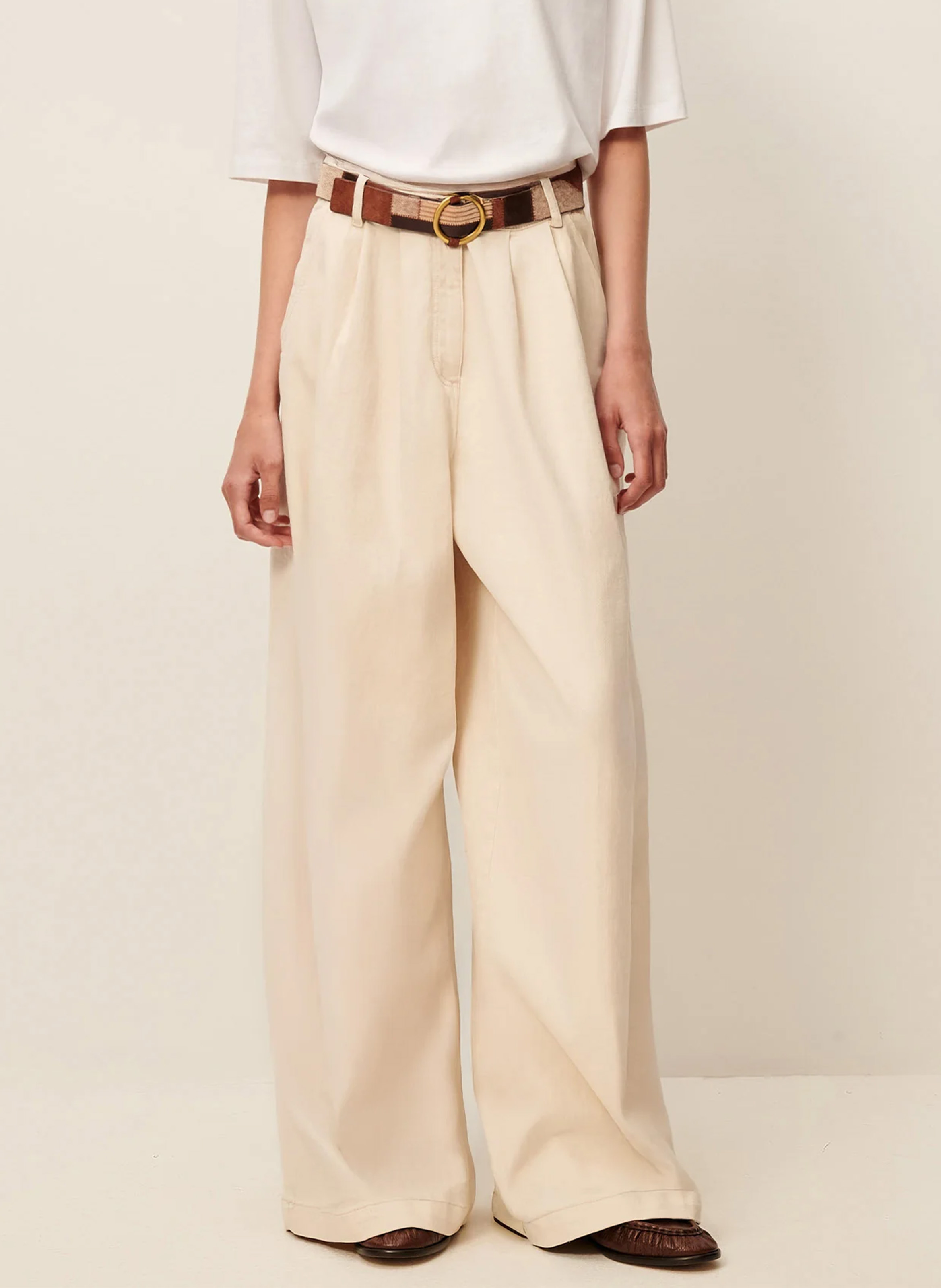 Jean large taille haute en coton diegui SESSUN Beige