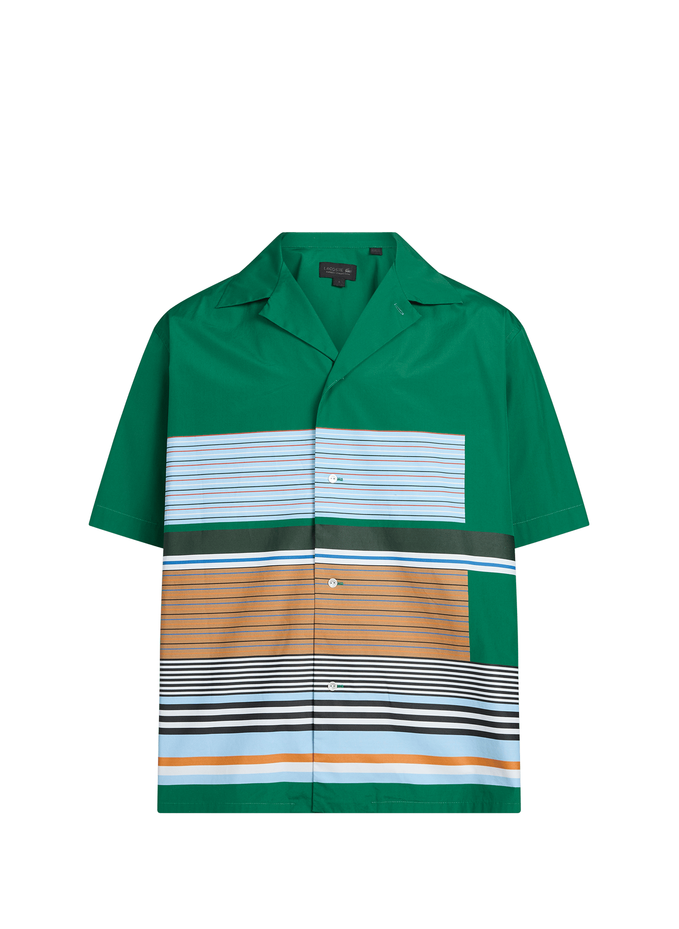 Short-sleeved striped cotton shirt LACOSTE Green