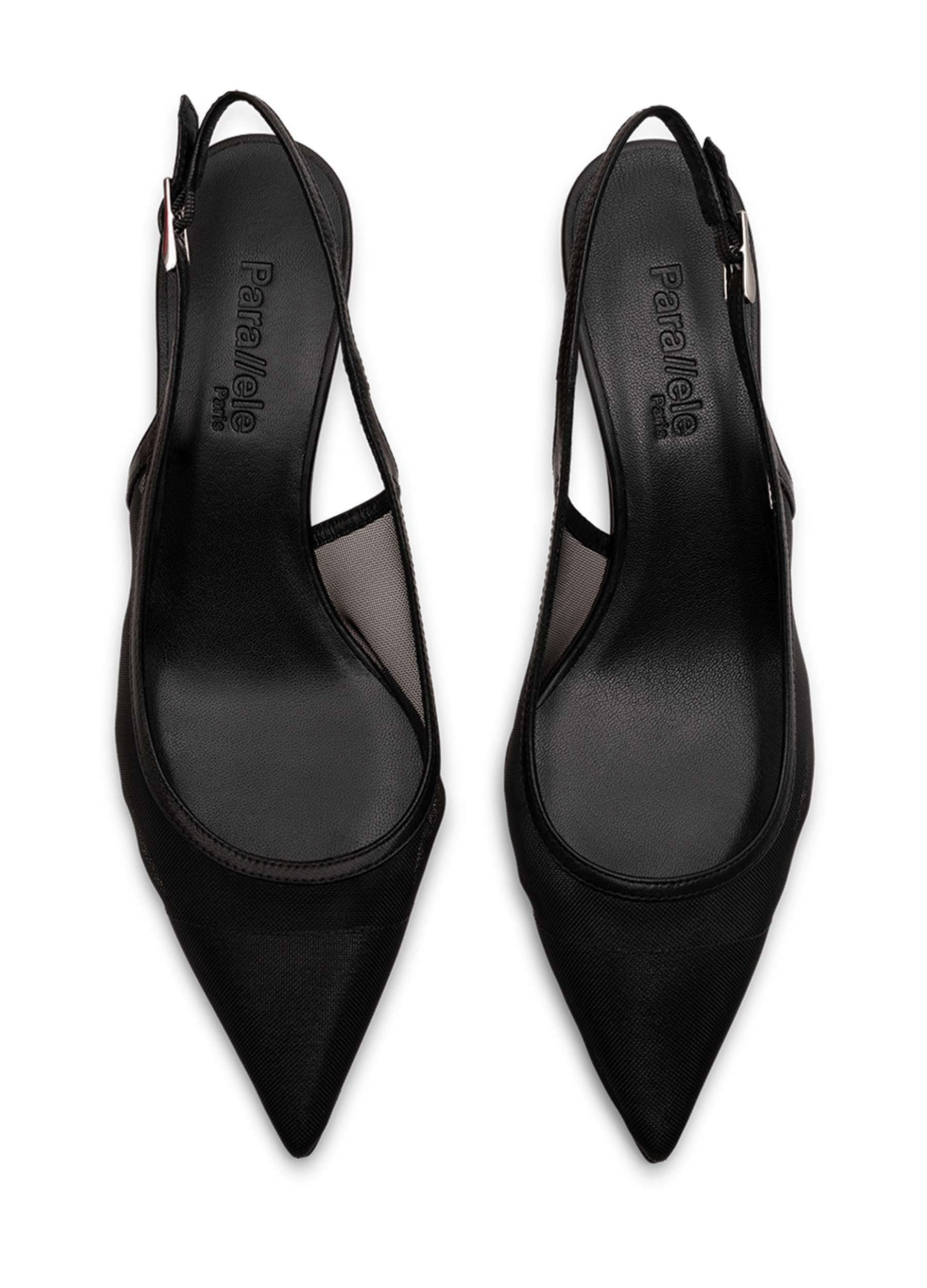 Sling back alfi en resille / nappa PARALLELE Noir