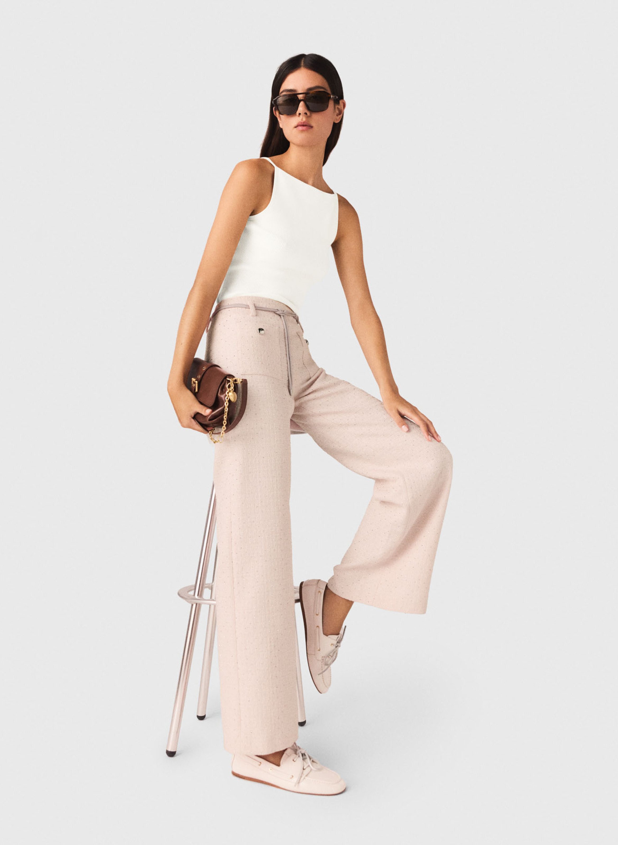 Pantalon évasé à sequins MAJE Rose