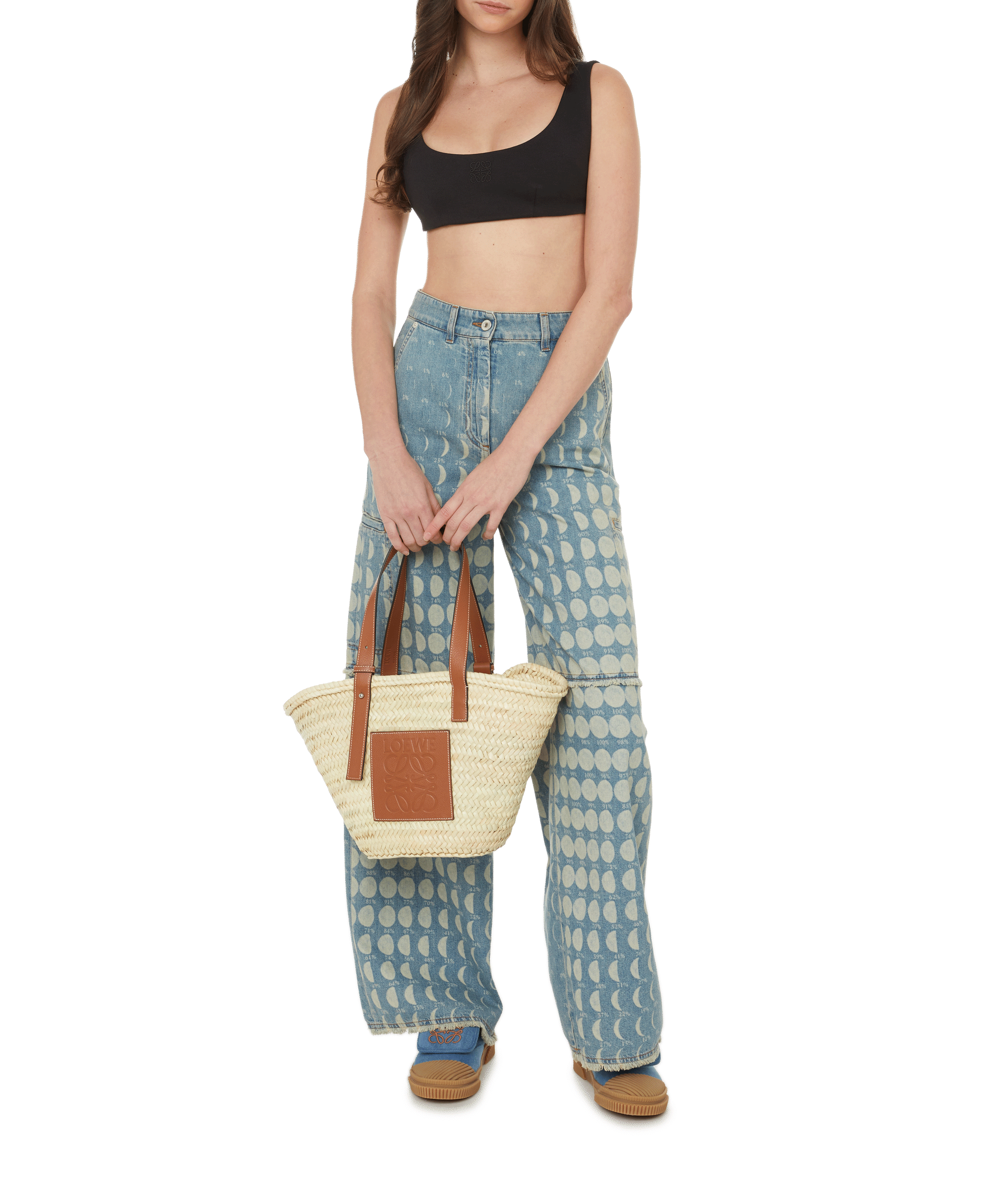 Palm fibre and leather basket  LOEWE Multicolour