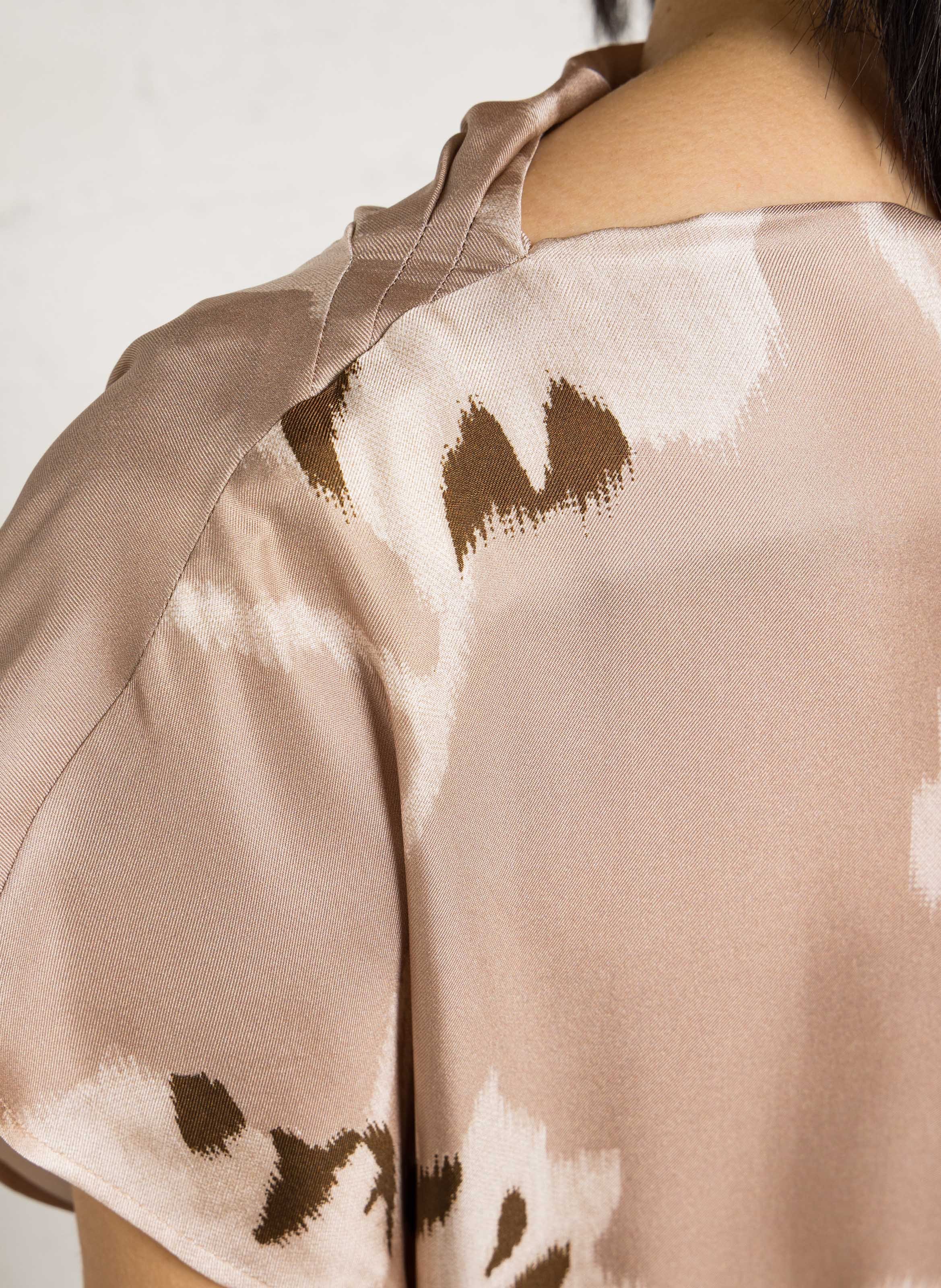 Robe midi imprimée en soie felicie SOEUR Beige