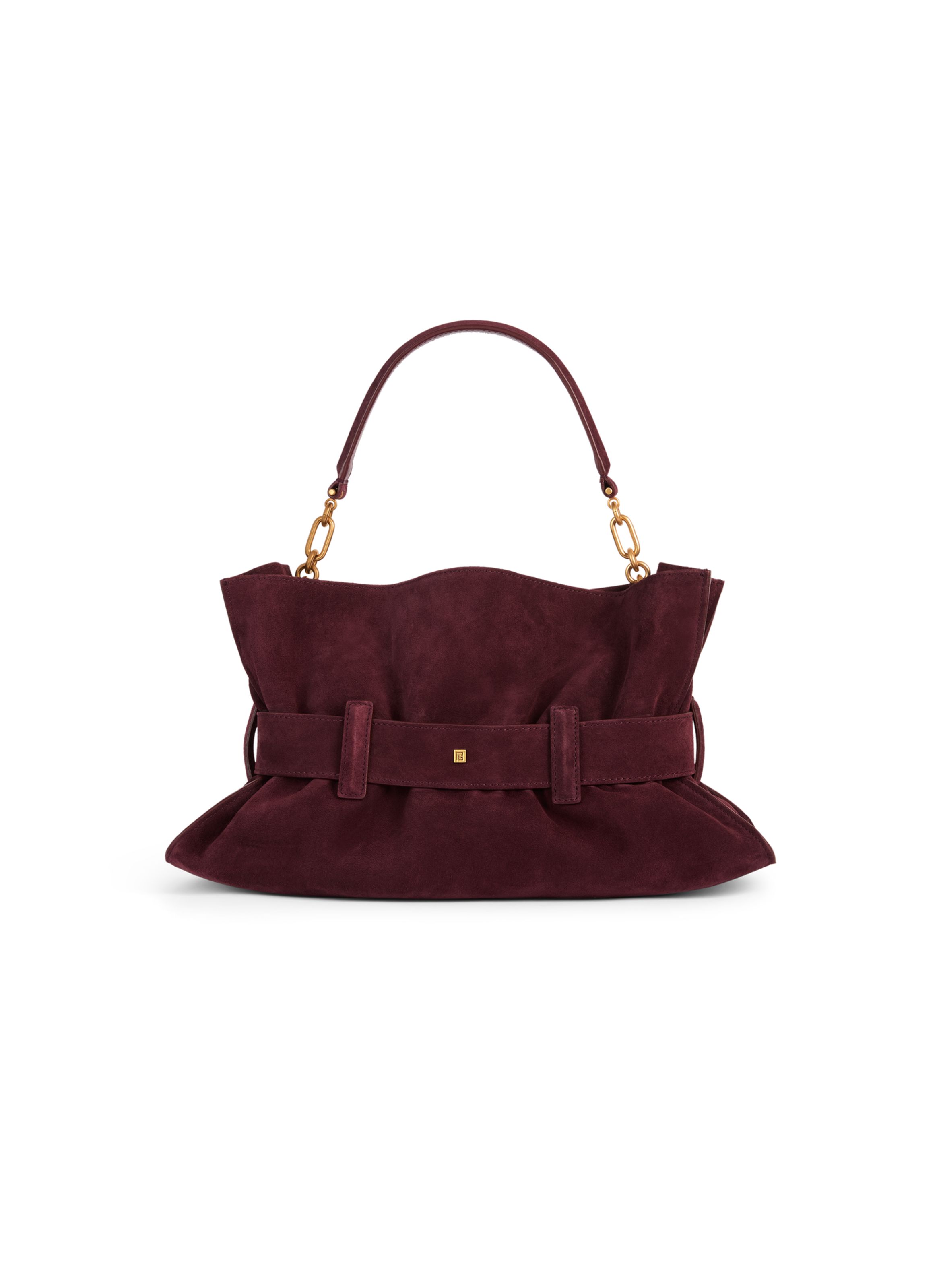Sac anthem medium en cuir suédé BALMAIN Rouge