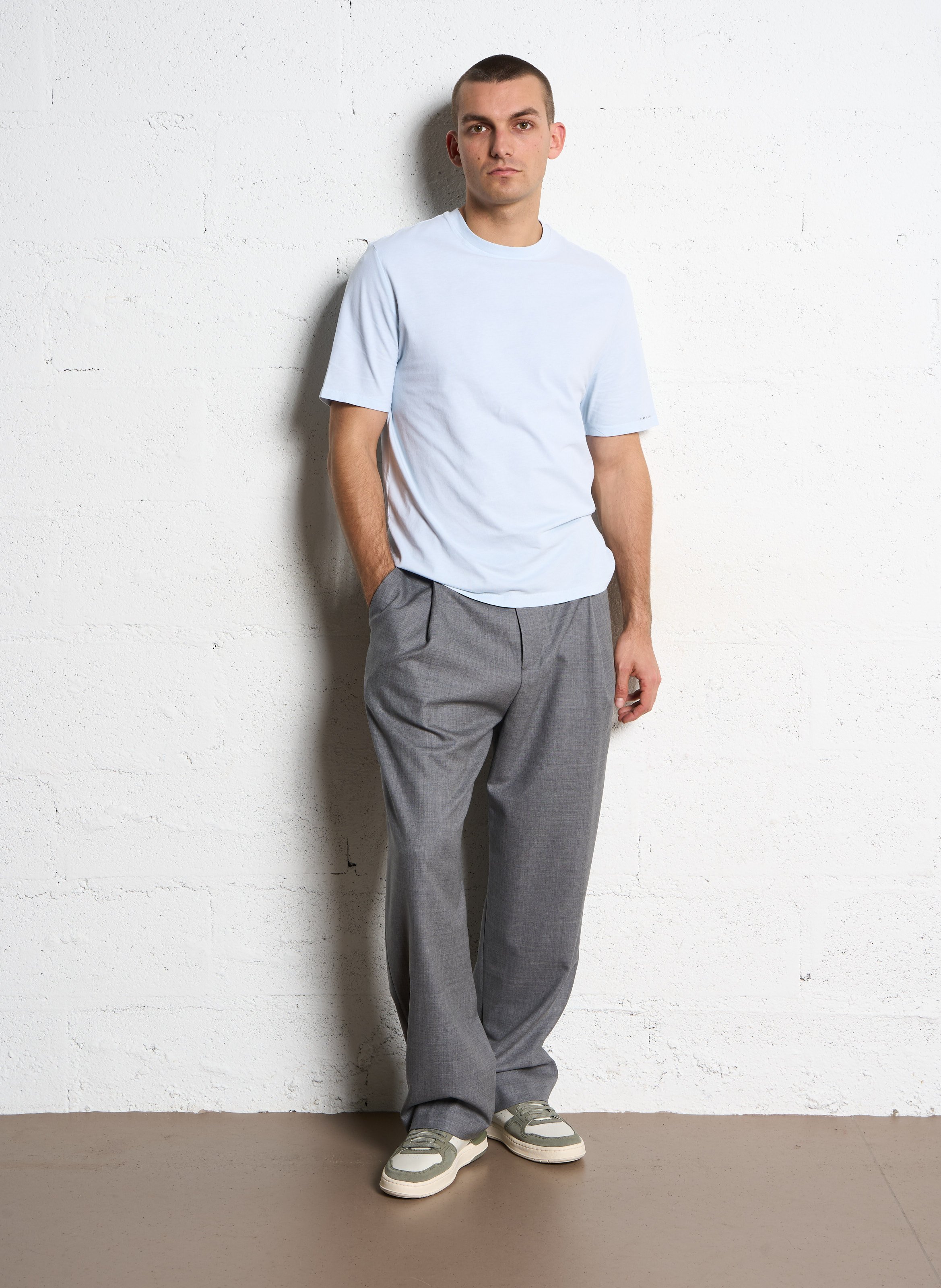 Pantalon droit en laine IKKS Gris