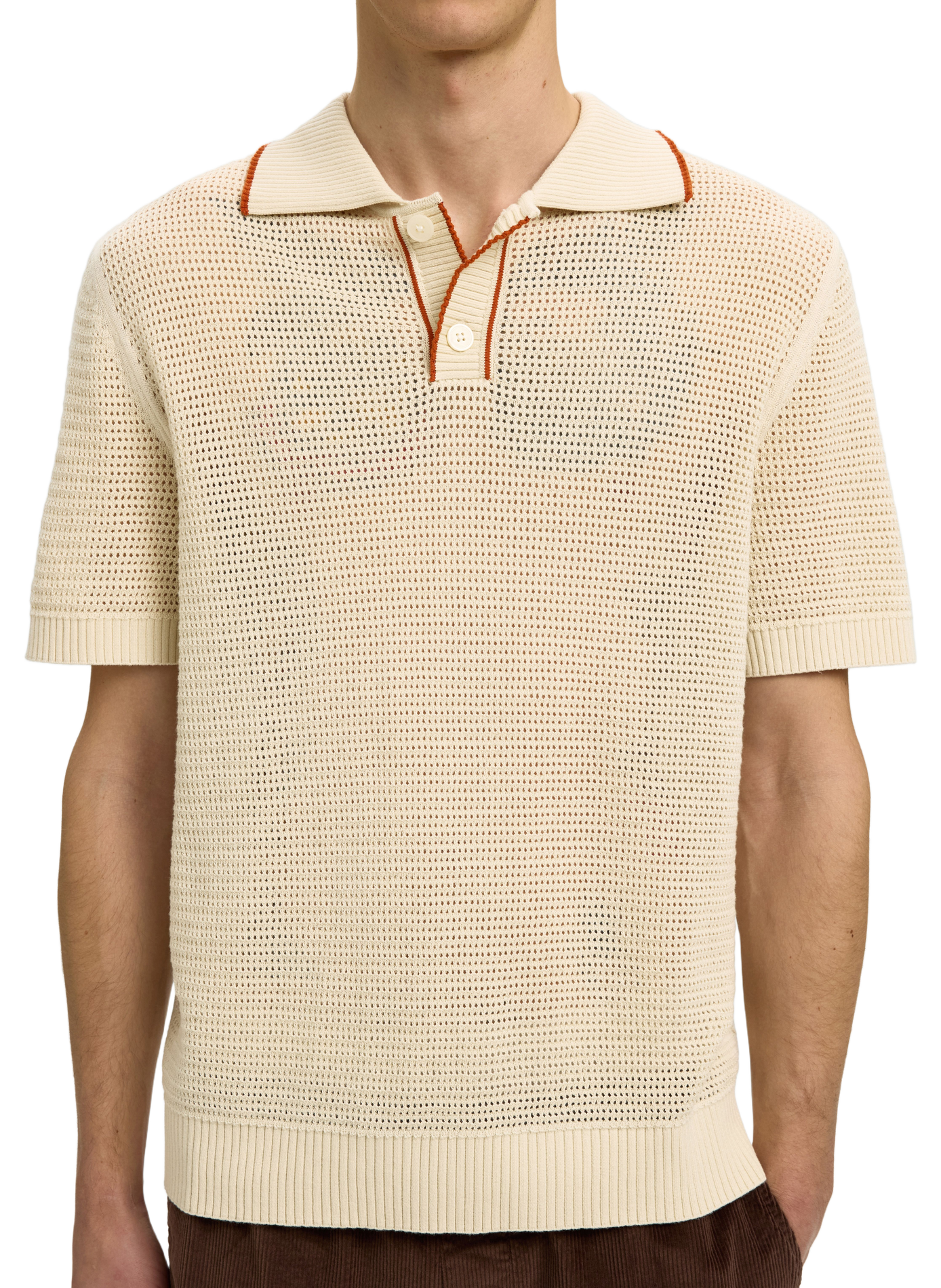Short sleeve cotton polo shirt SELECTED Beige