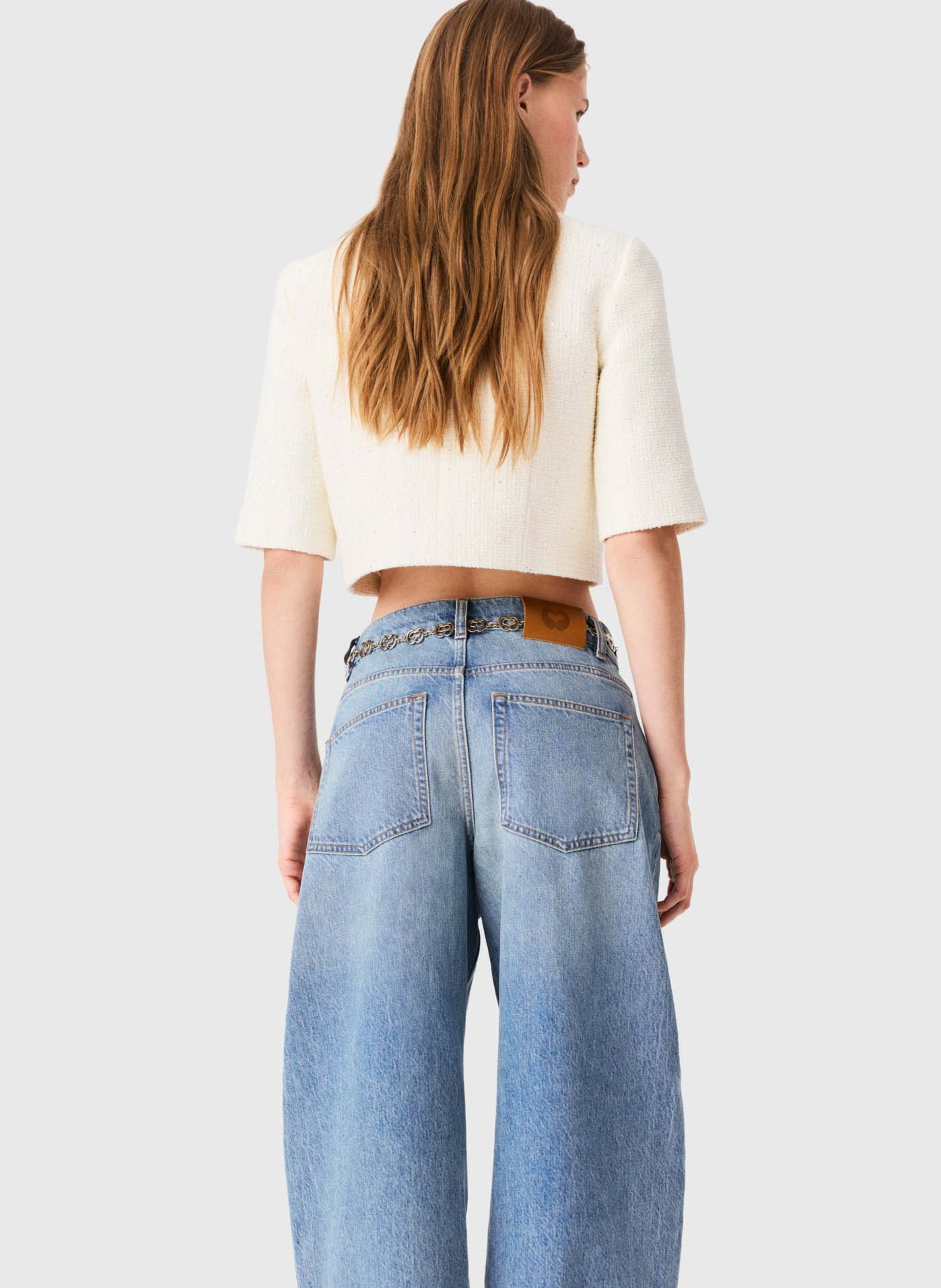 Veste courte en coton mélangé MAJE Beige