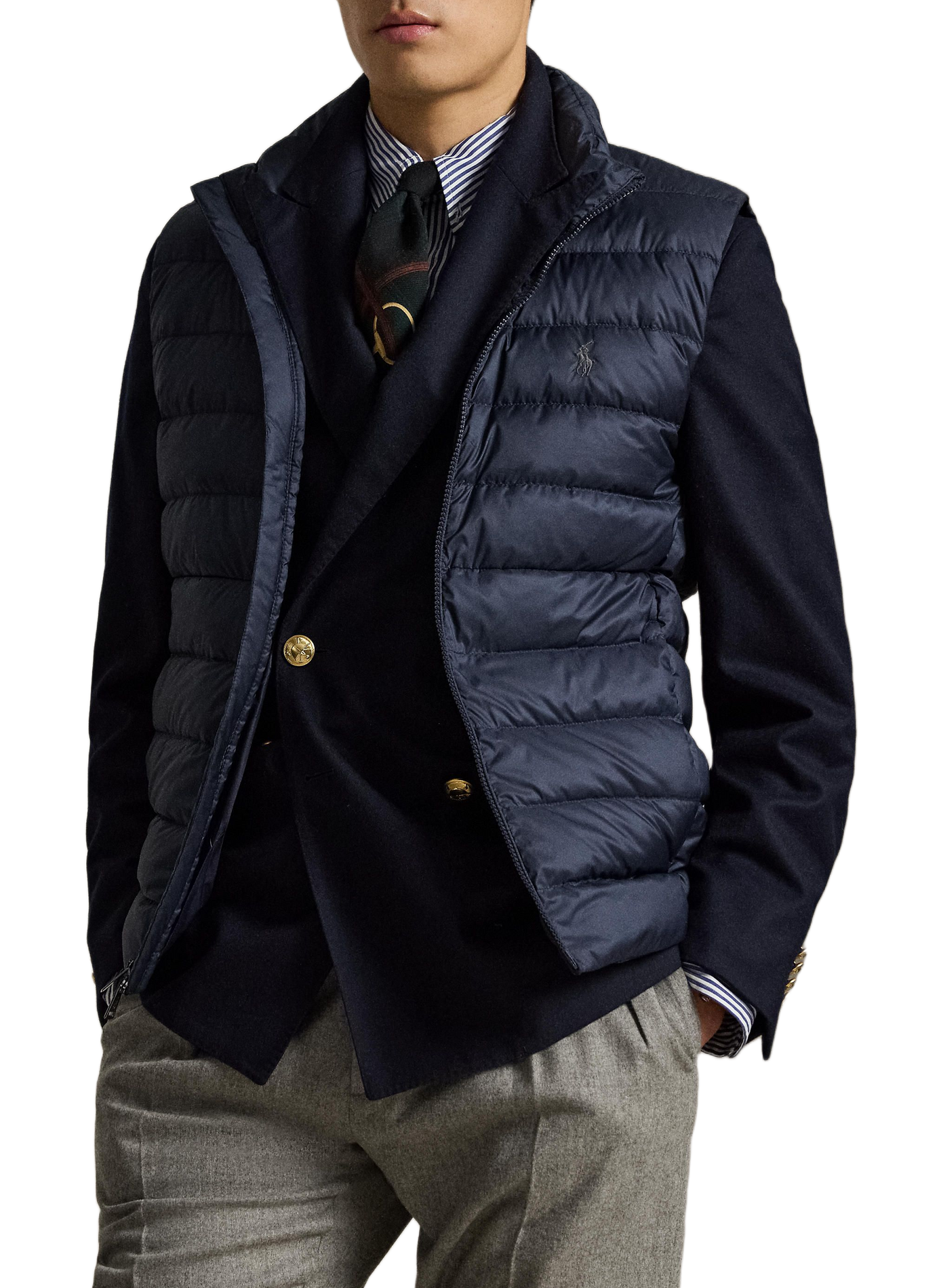 Sleeveless puffer jacket with high collar POLO RALPH LAUREN Blue