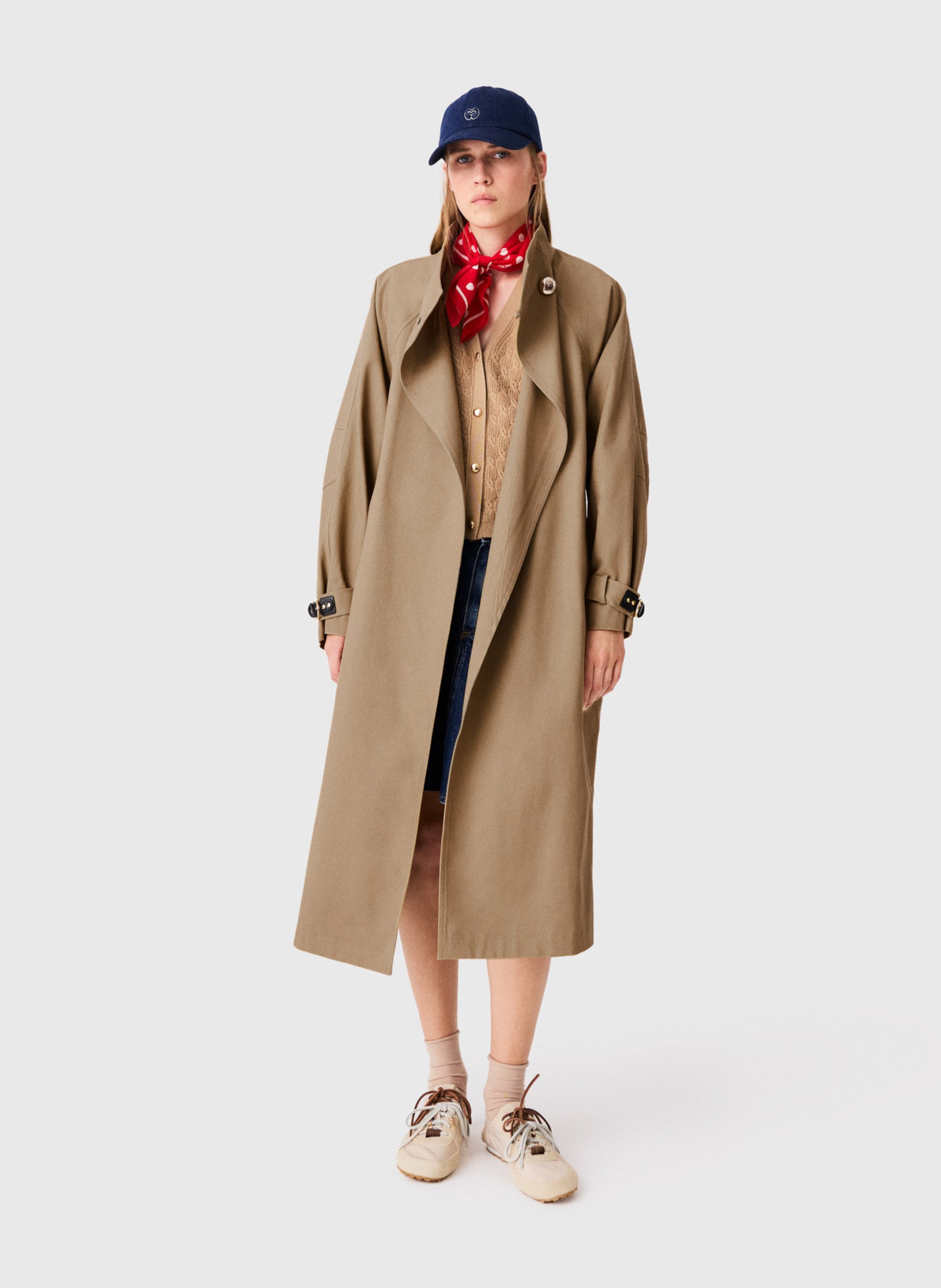 Trench col montant en coton MAJE Beige