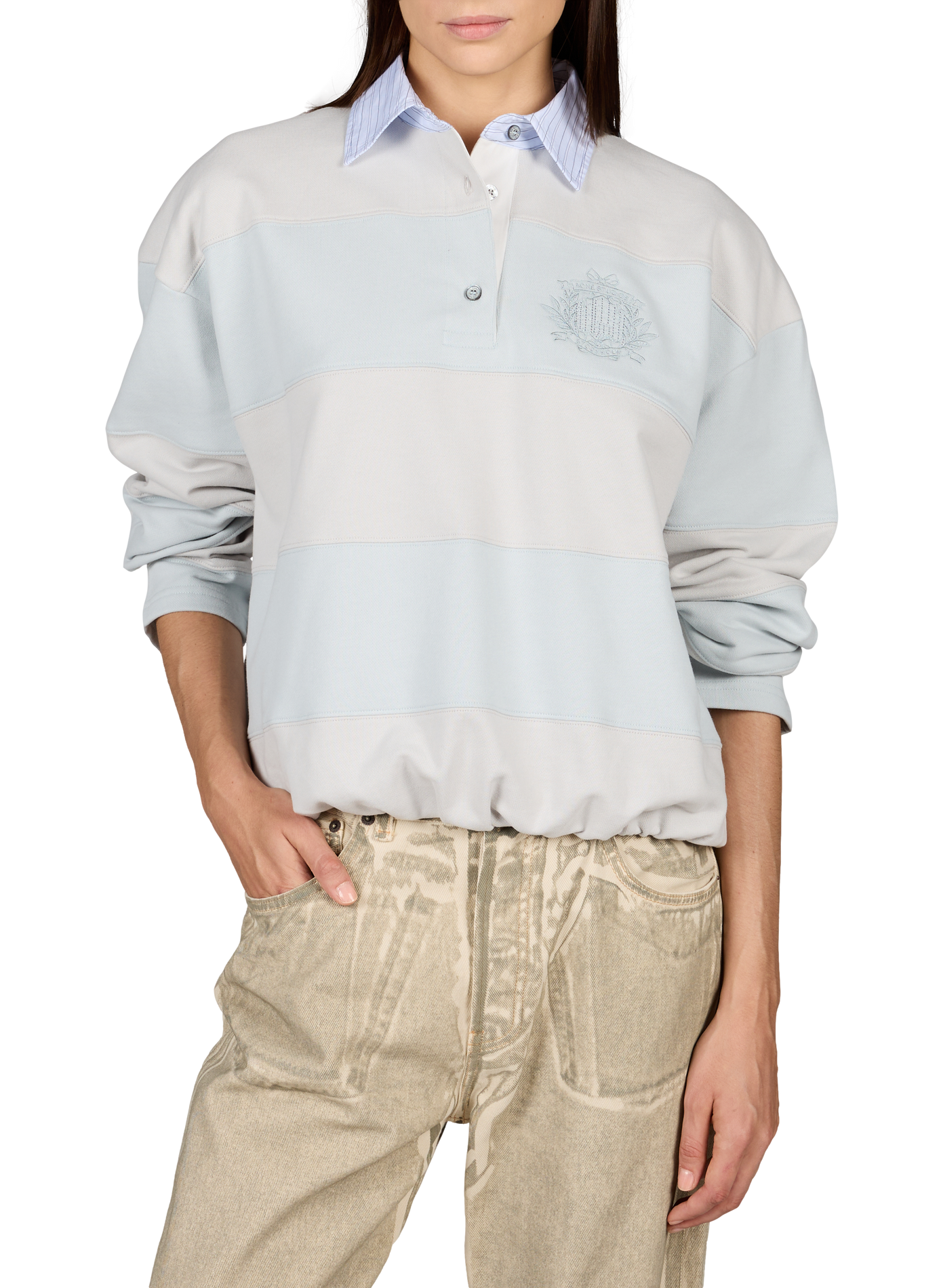 Gestreiftes Baumwoll-Poloshirt. ACNE STUDIOS Blau