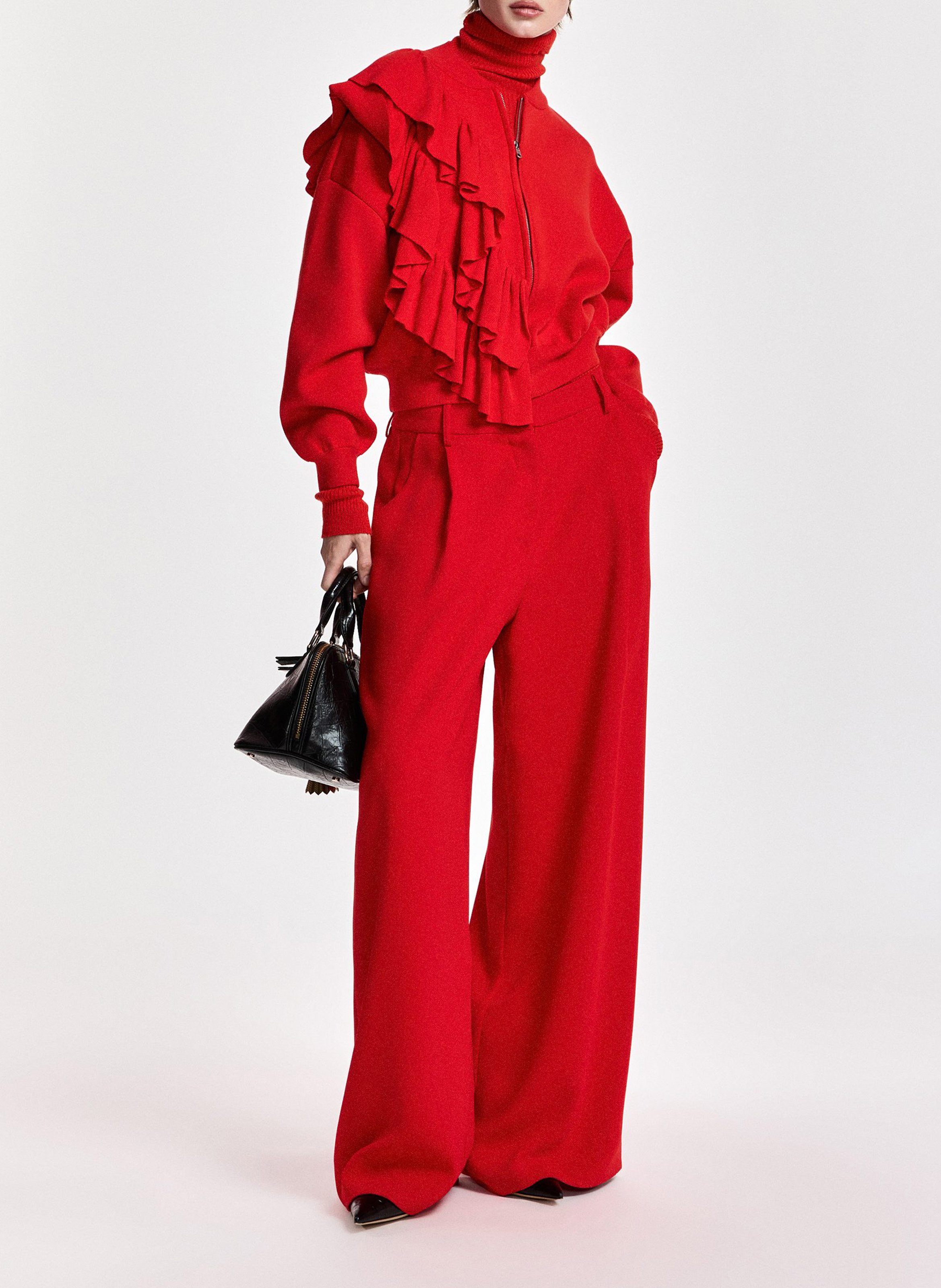 Cardigan oversize à volants kodi ESSENTIEL ANTWERP Rouge