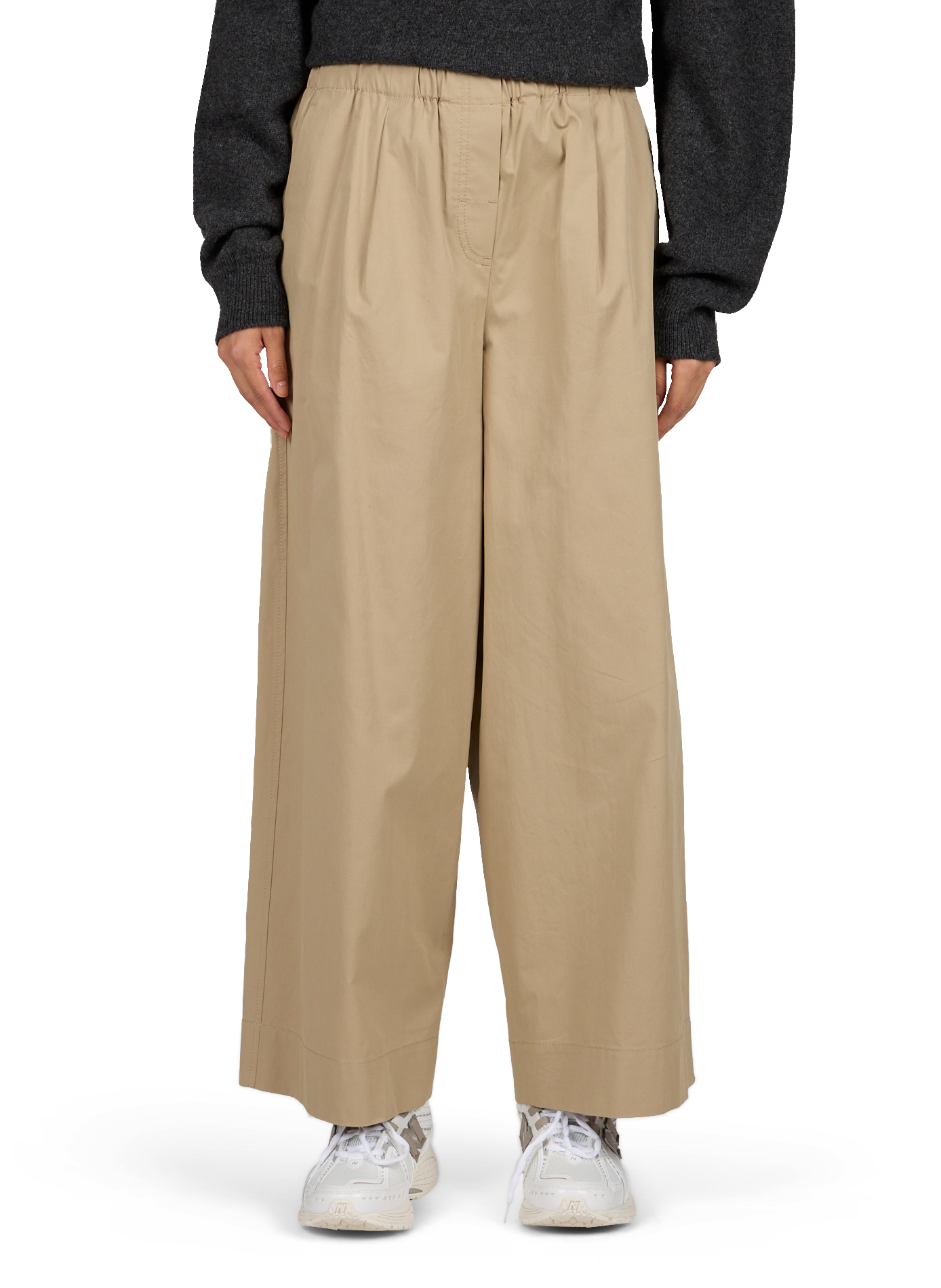 High-waisted wide-leg cotton pants MAX MARA WEEK END Beige