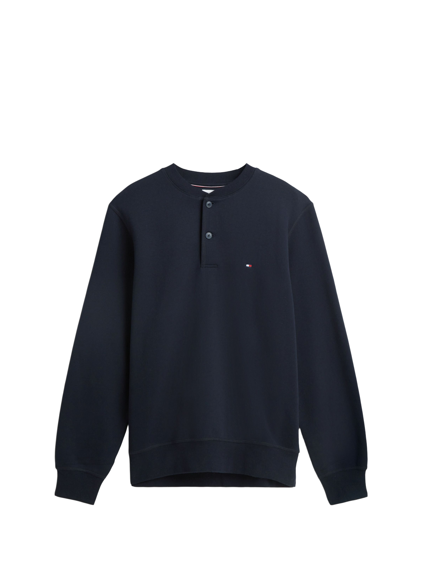Sweat droit col rond boutonné en coton mélangé TOMMY HILFIGER Bleu