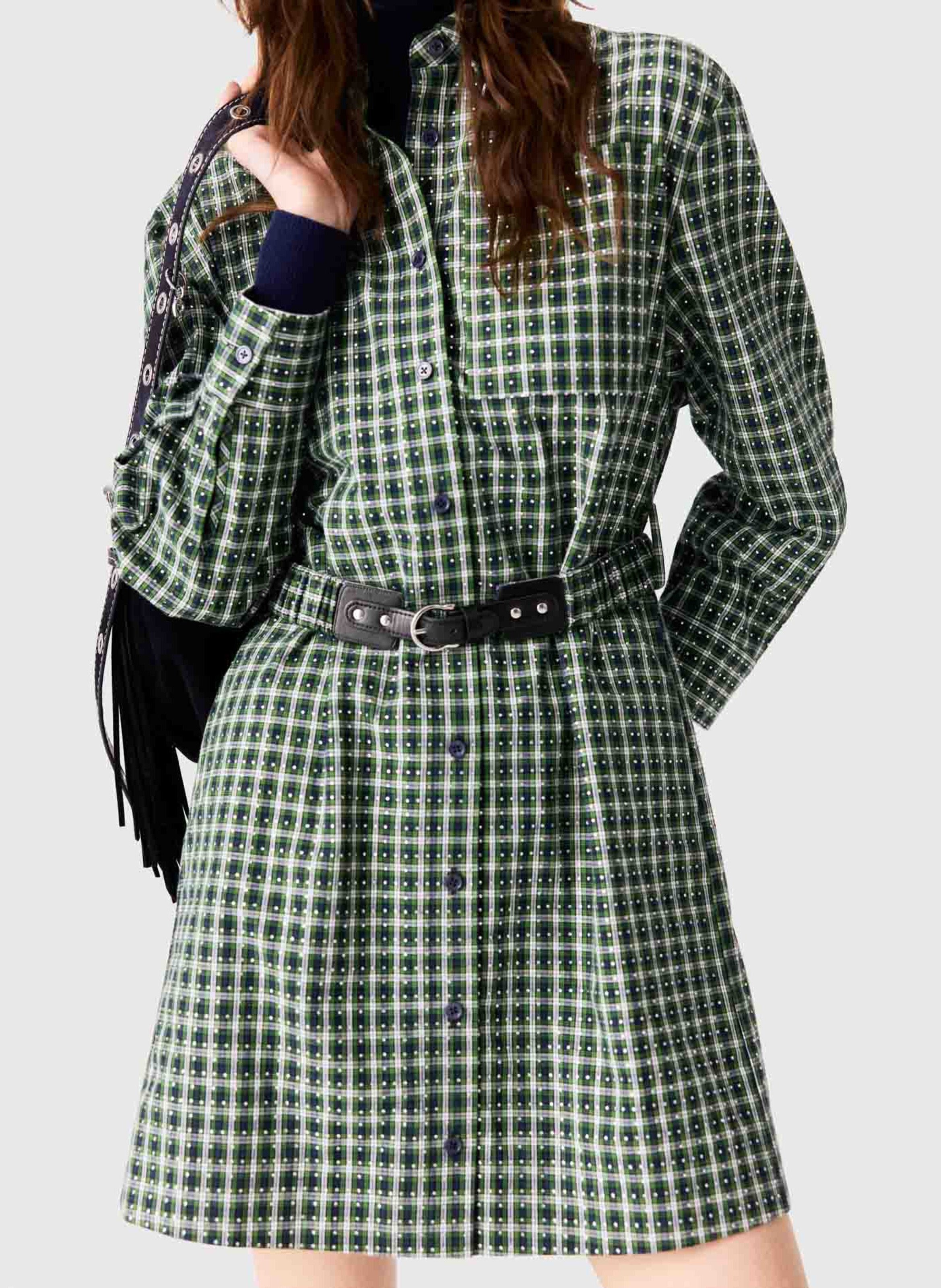 Robe chemise courte en coton MAJE Vert