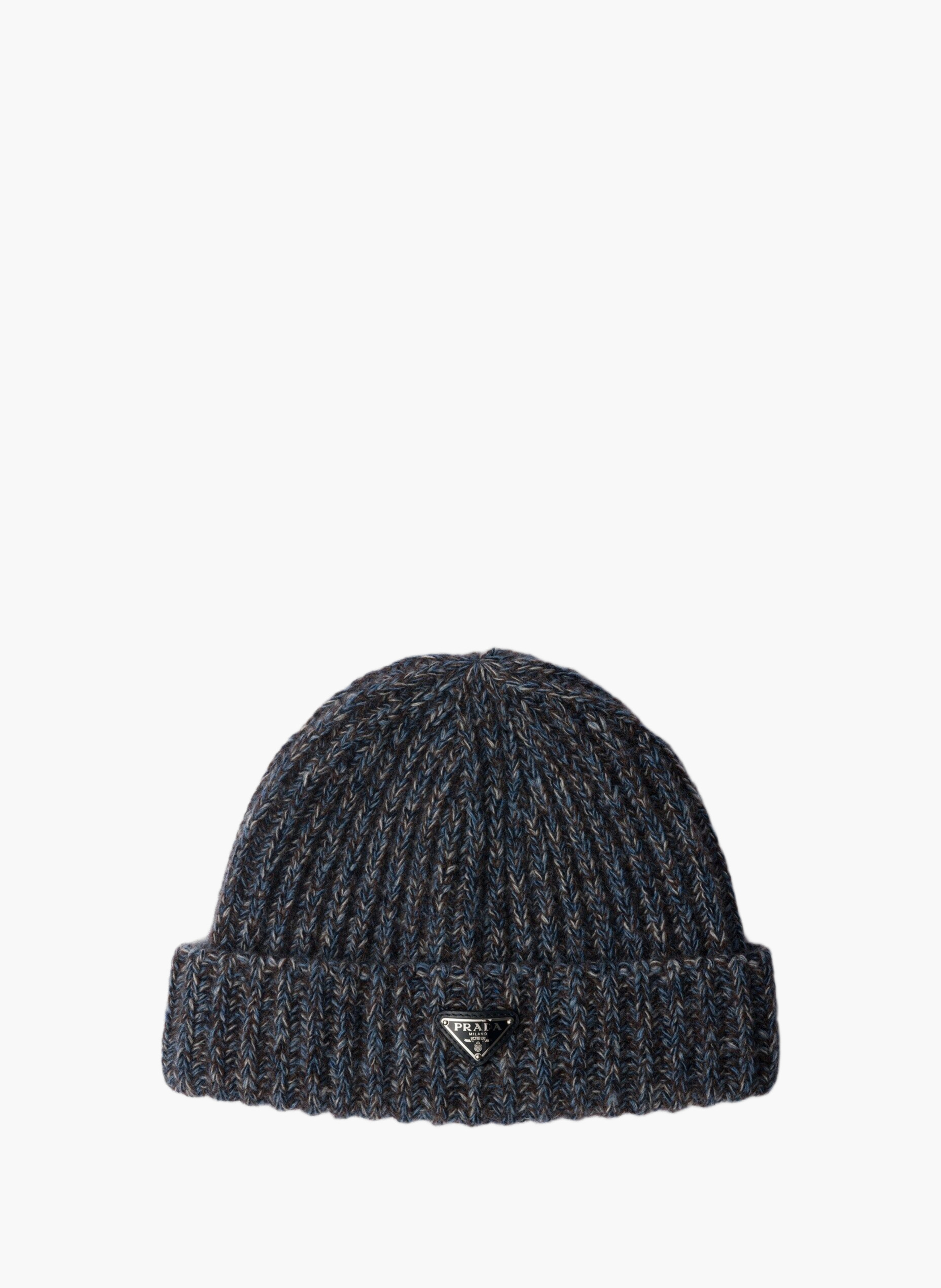 Bonnet en laine et cachemire mouliné PRADA Bleu