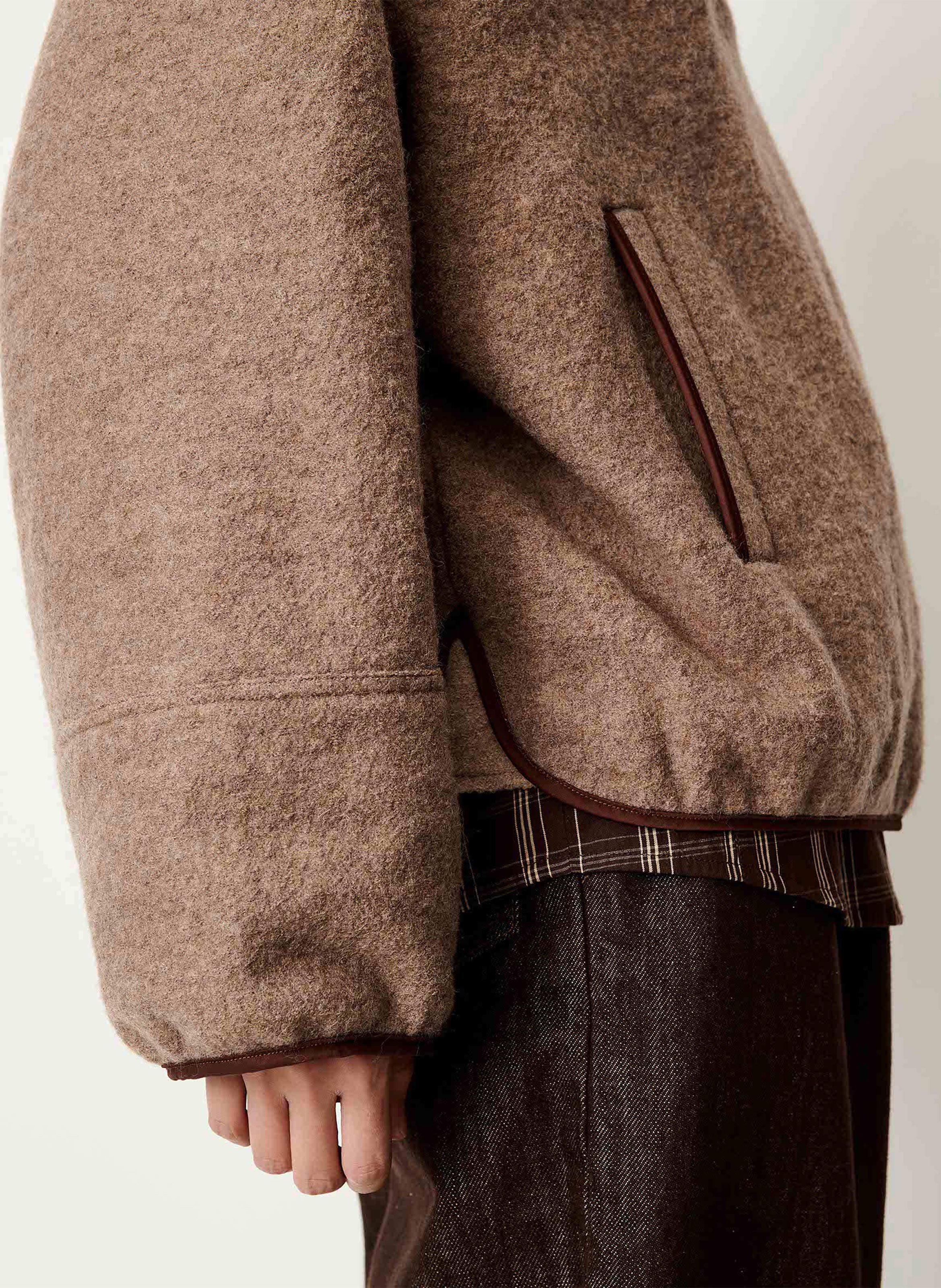 Veste col montant unie en laine nostelle SESSUN Beige