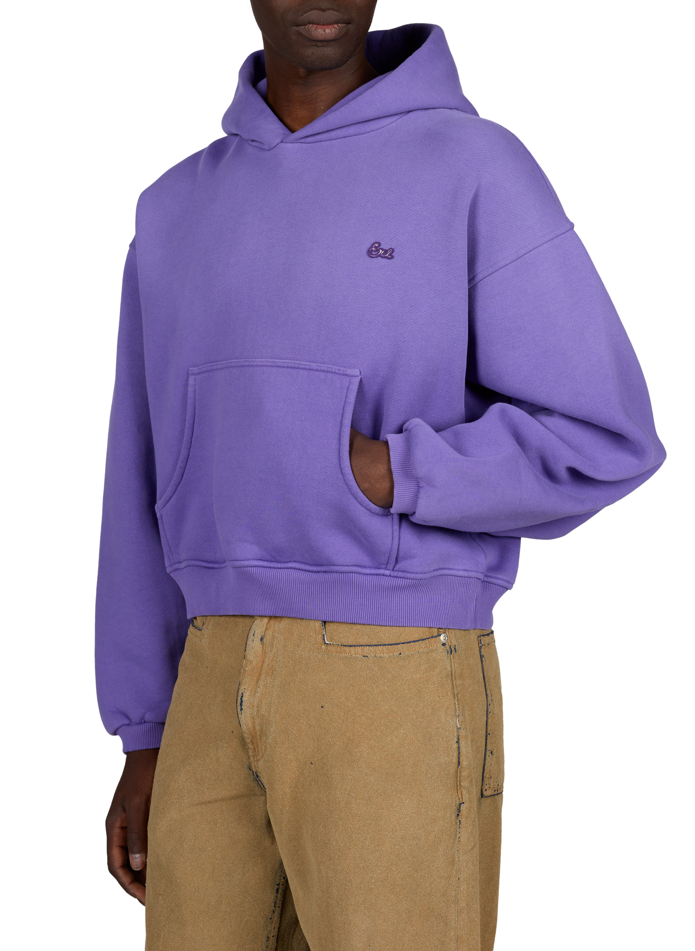 Hoodie à capuche droit uni ERL Violet