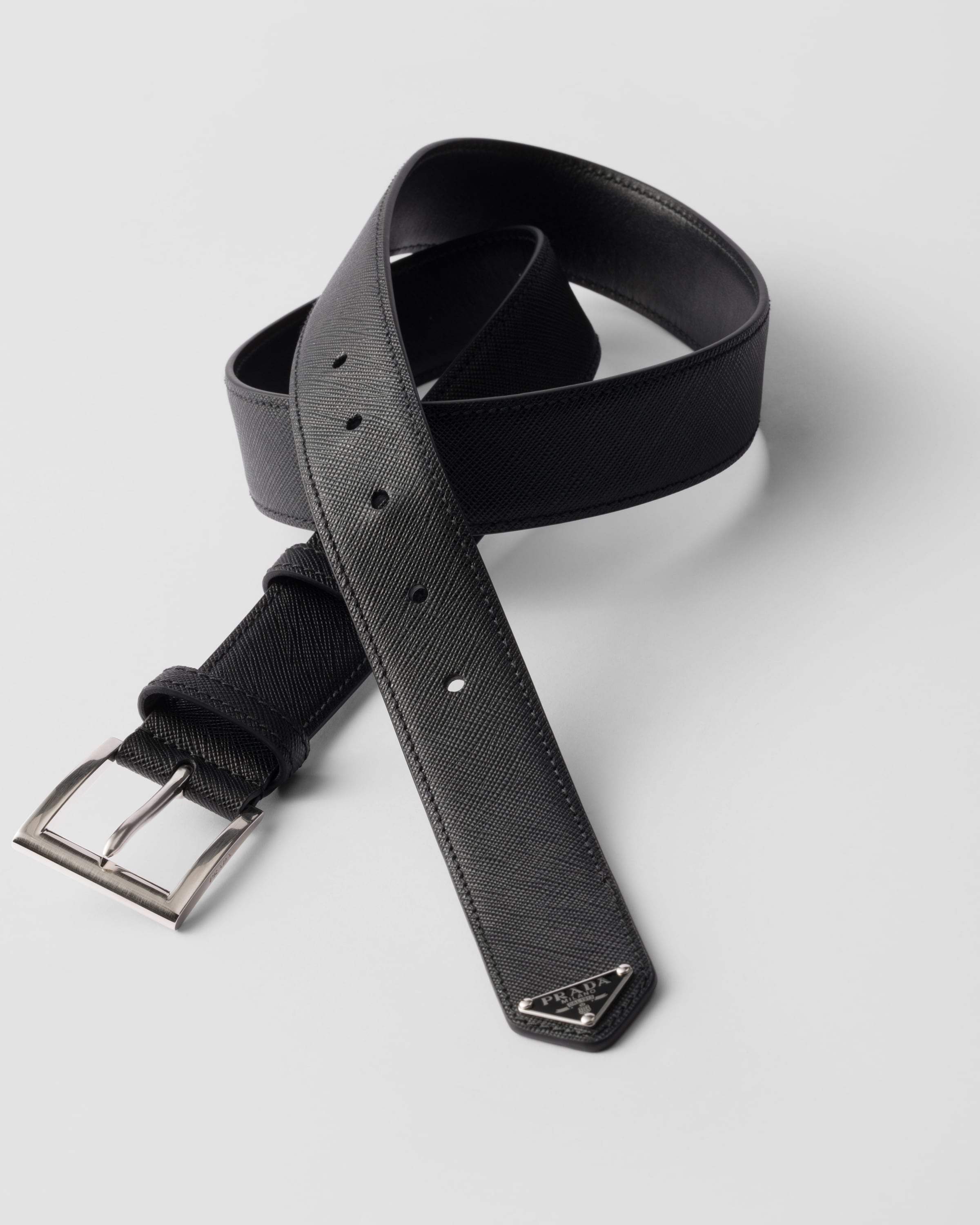 Ceinture en cuir saffiano PRADA Noir
