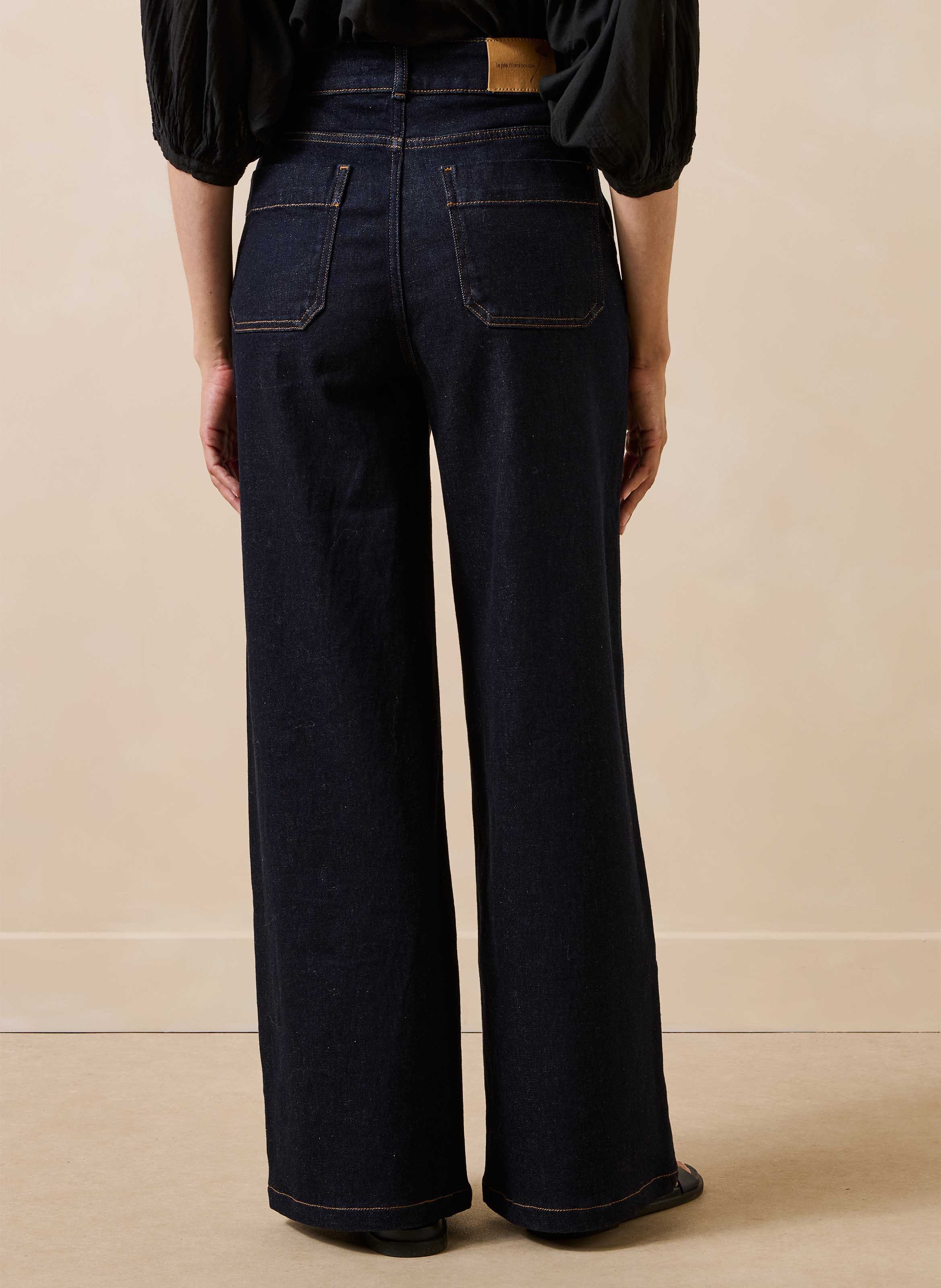 Wijde jeans van een mix met biologisch katoen LA FEE MARABOUTEE Blauw