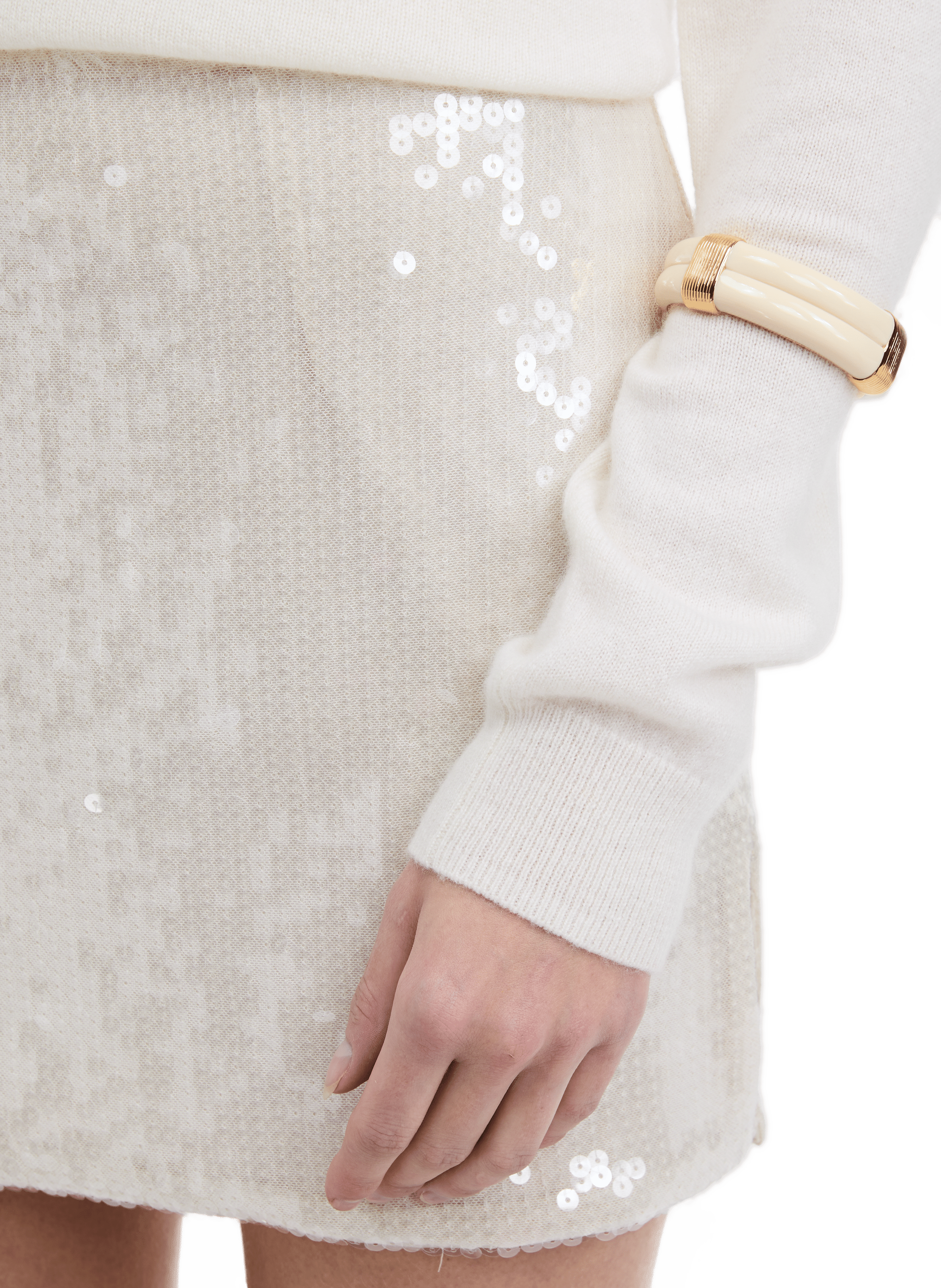 Jupe courte à sequins  ROTATE Beige