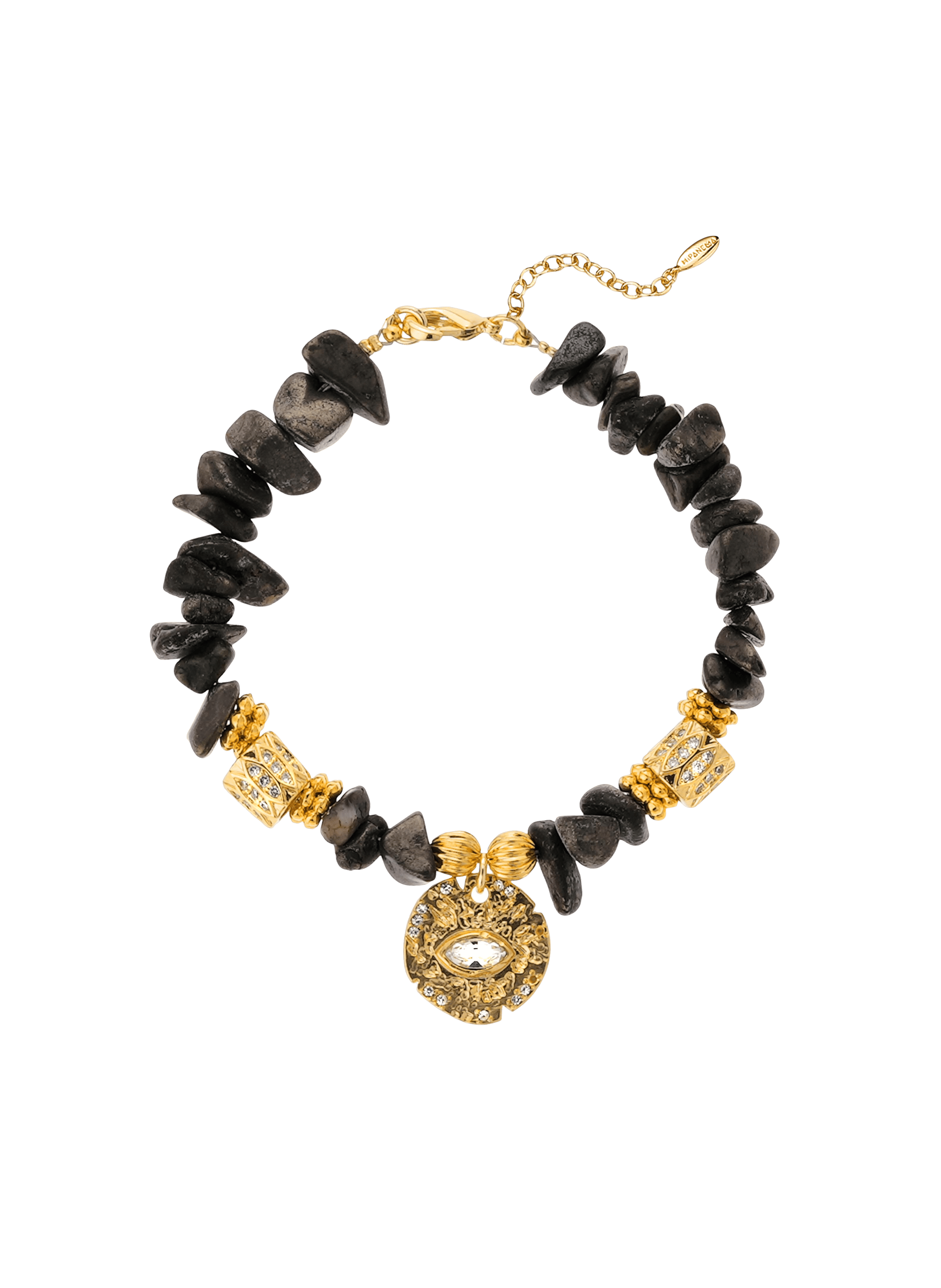 Bracelet ajustable avec pierres naturelles et pendentif hugo HIPANEMA Noir