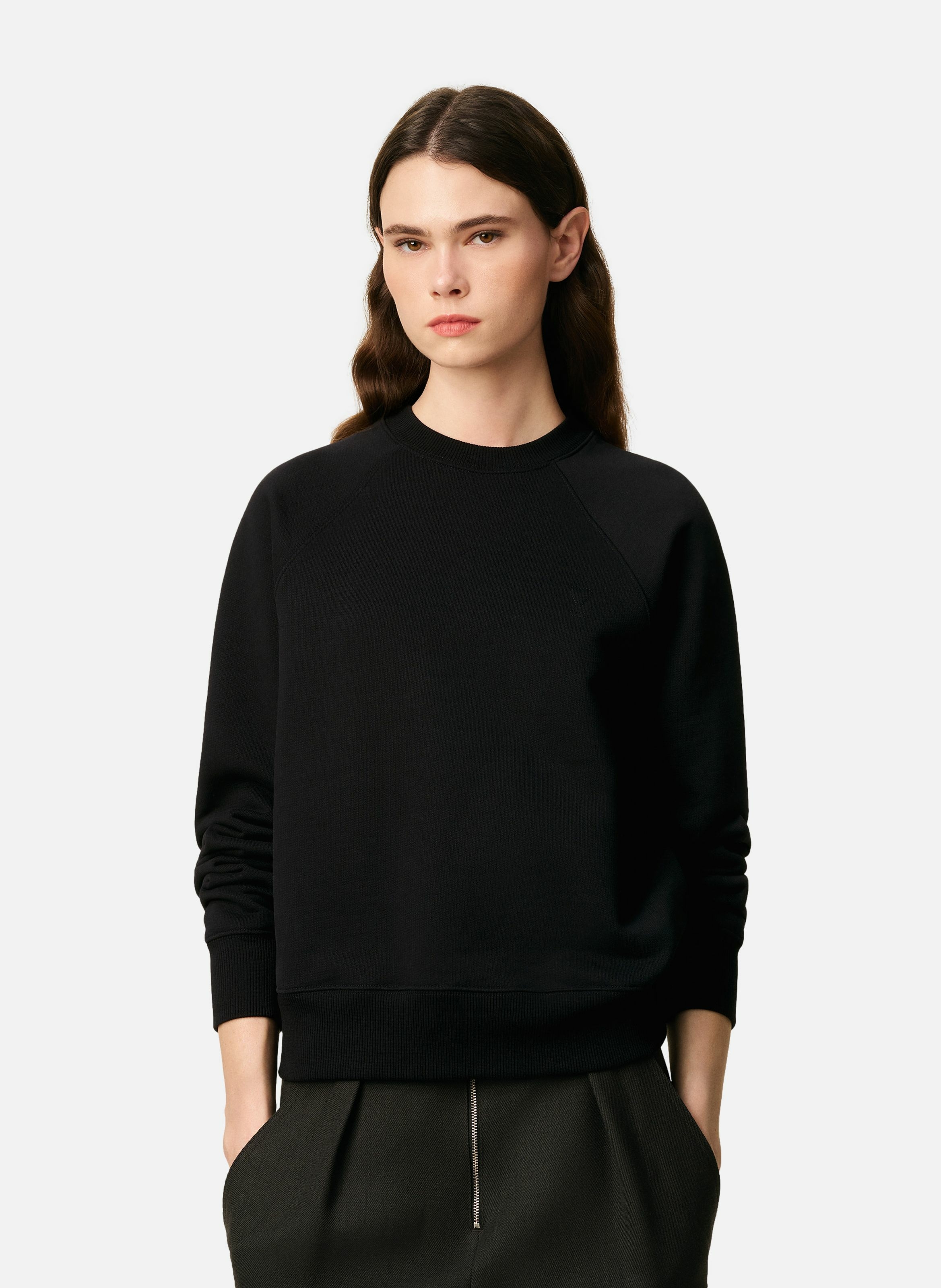 Sweatshirt ami de coeur embossé unisexe en coton AMI PARIS Noir