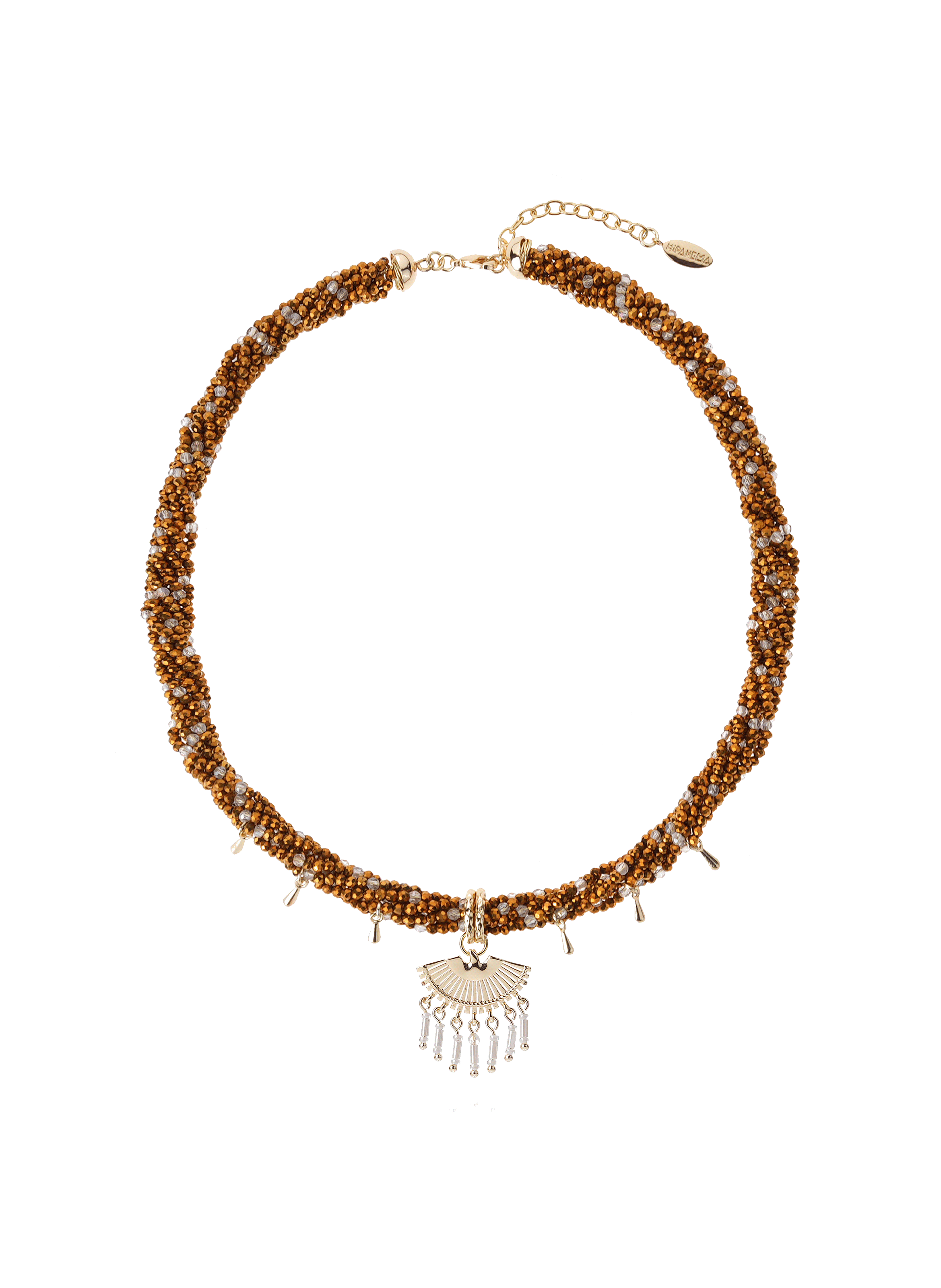 Collier de perles avec pampilles et pendentif bilkis HIPANEMA Doré