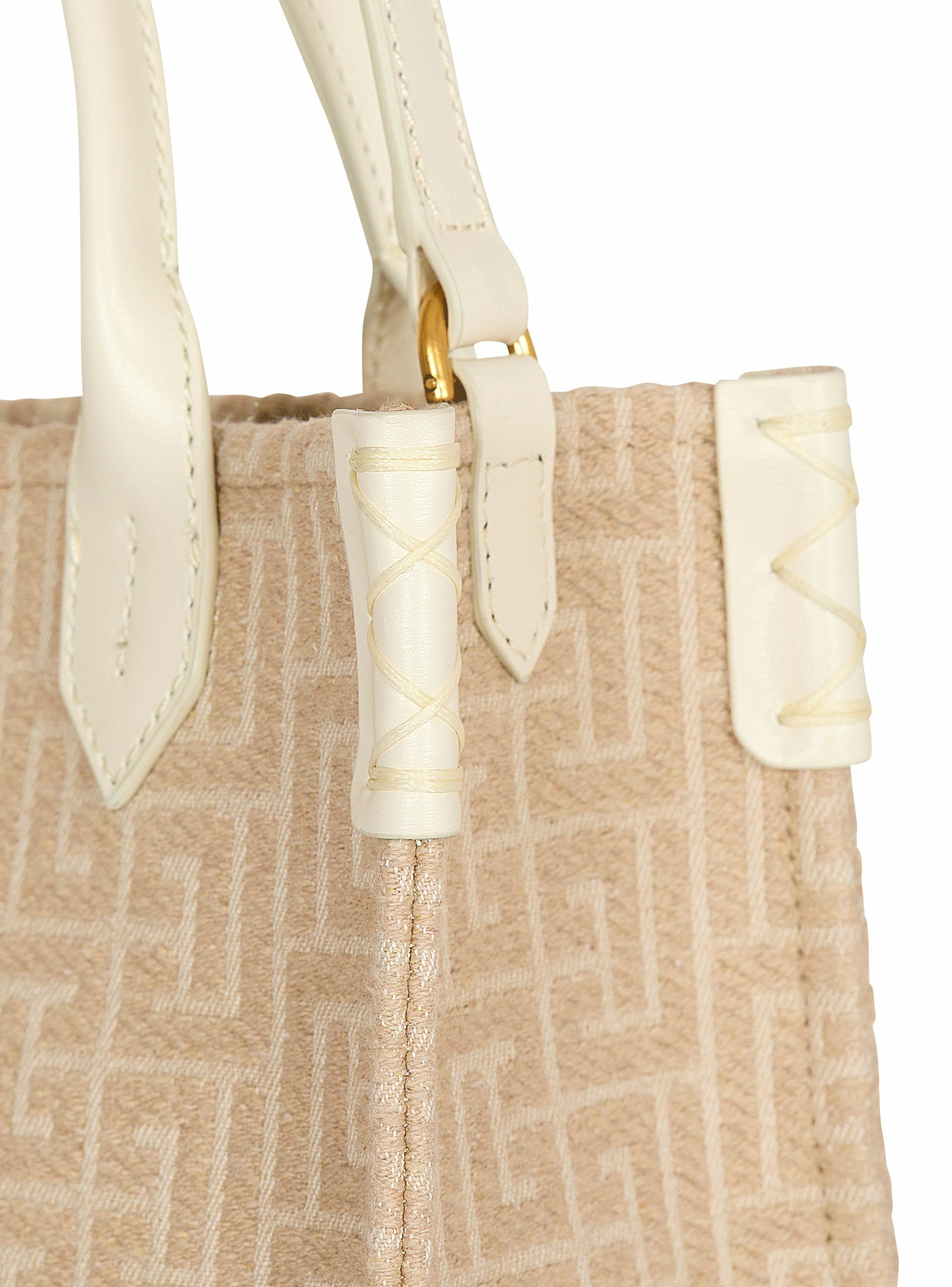 Sac cabas b-army small en toile monogrammée et cuir BALMAIN Beige