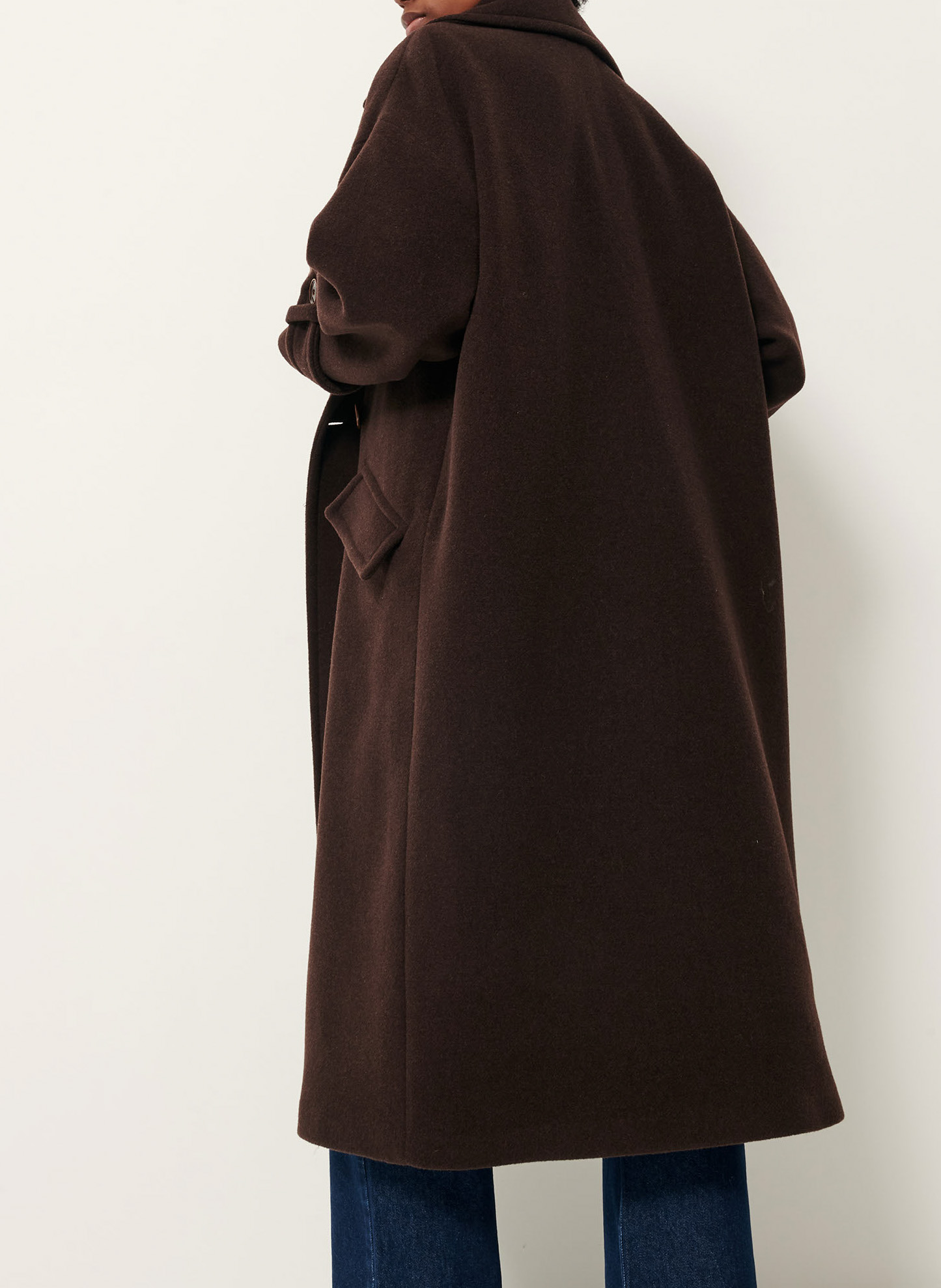 Manteau droit col tailleur en laine mélangée mia SESSUN Marron