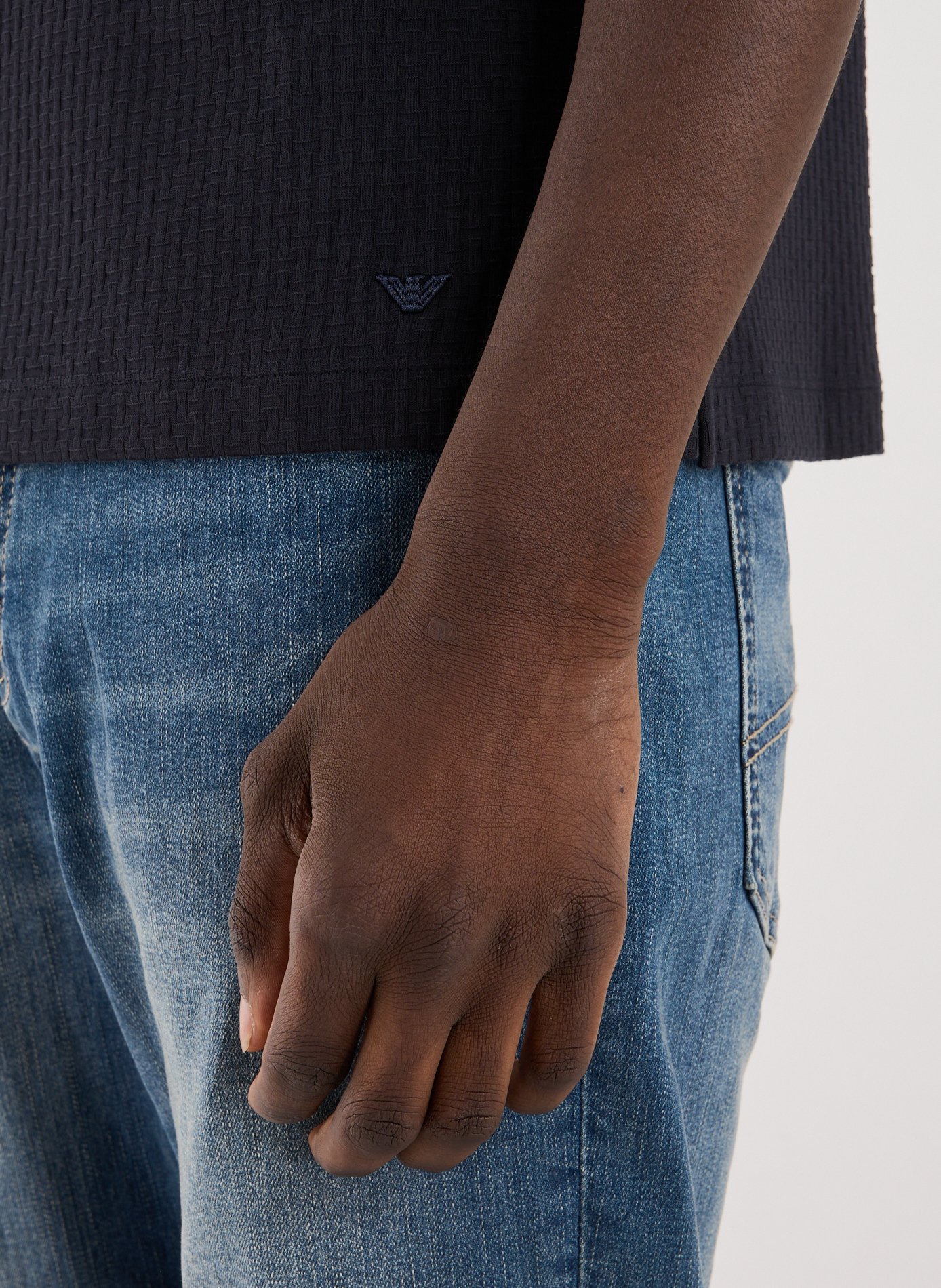 Textured cotton polo EMPORIO ARMANI Blue