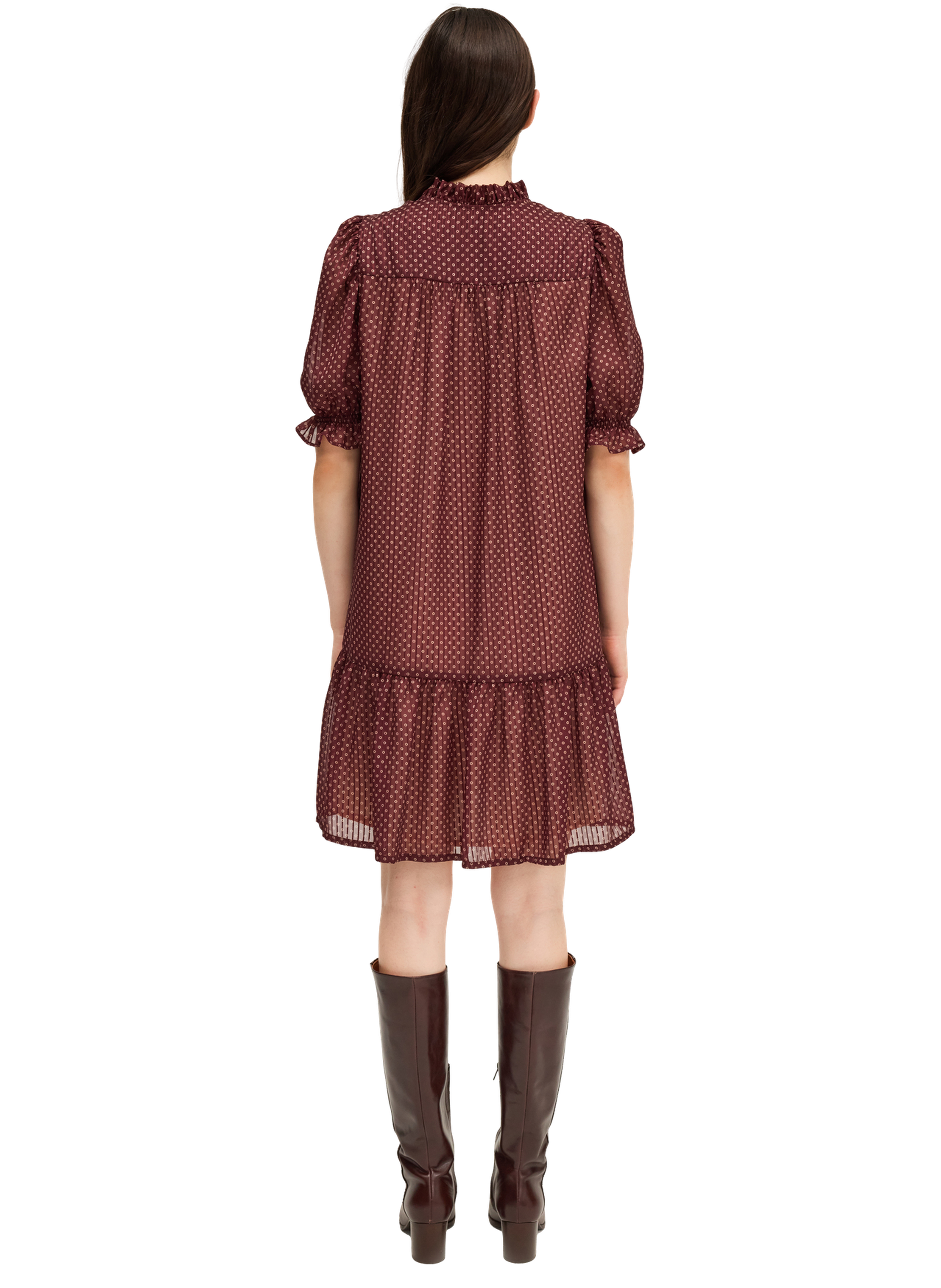 Robe courte à volants imprimé jacquard - lisa PABLO Rouge