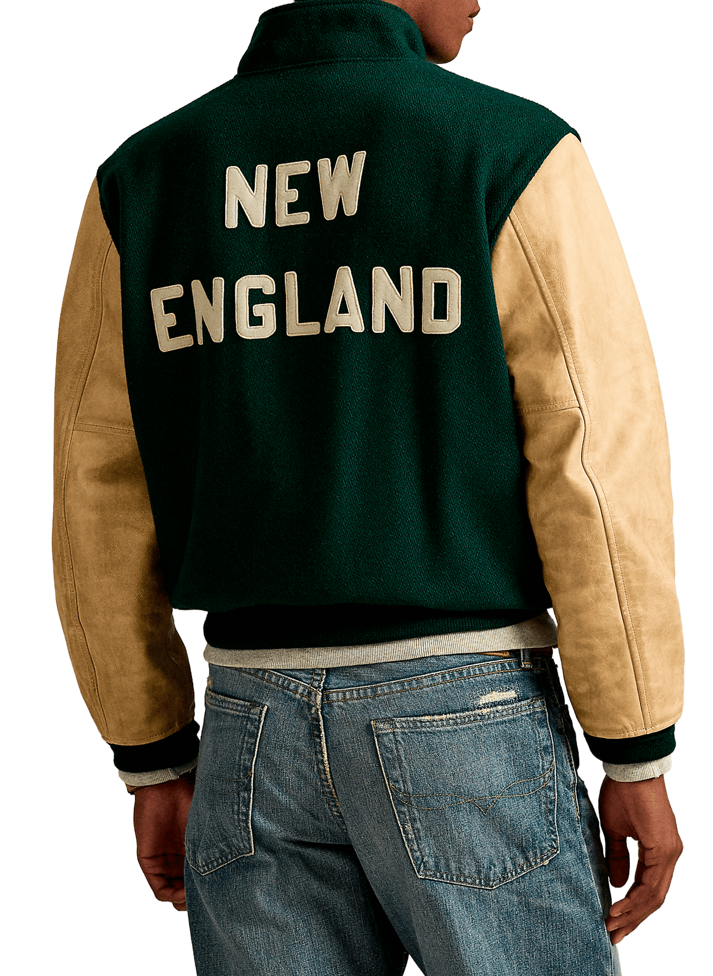 Jacket with high collar in blended wool POLO RALPH LAUREN Green