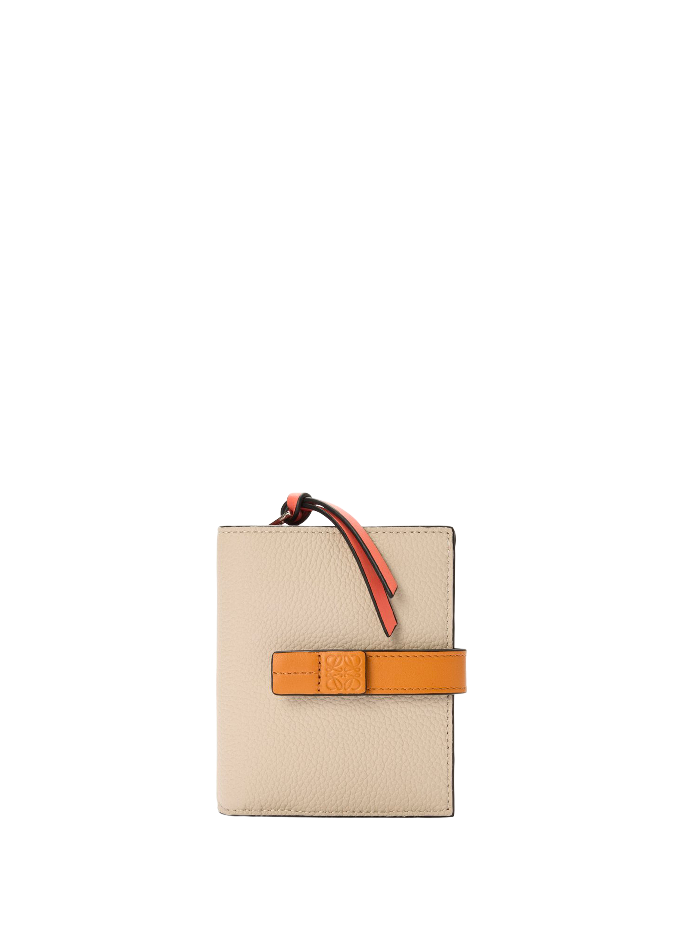 LOEWE Compact zip-around wallet in soft grained calfskin leather Beige