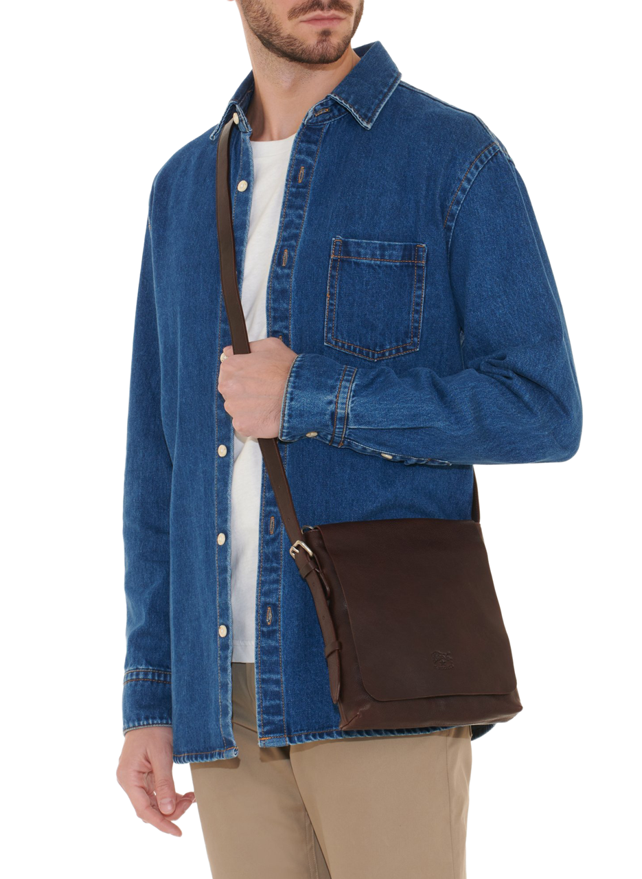 Sac à bandoulière en cuir IL BISONTE Marron