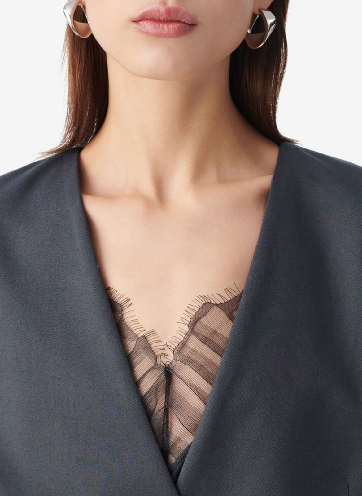 Veste tailleur col v uni sabrine IRO Gris