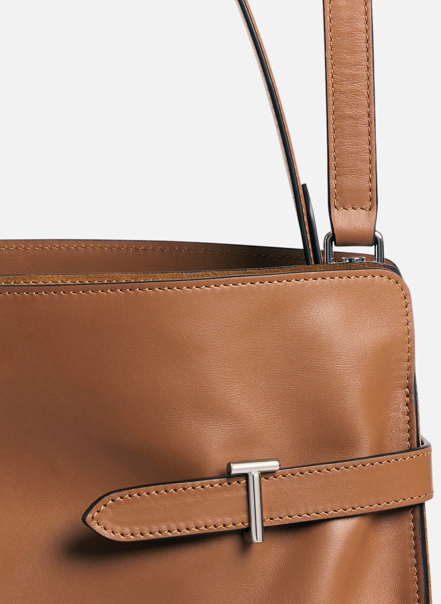 Sac porté épaule modèle maxi emie en cuir lisse et nubuck LE TANNEUR Marron