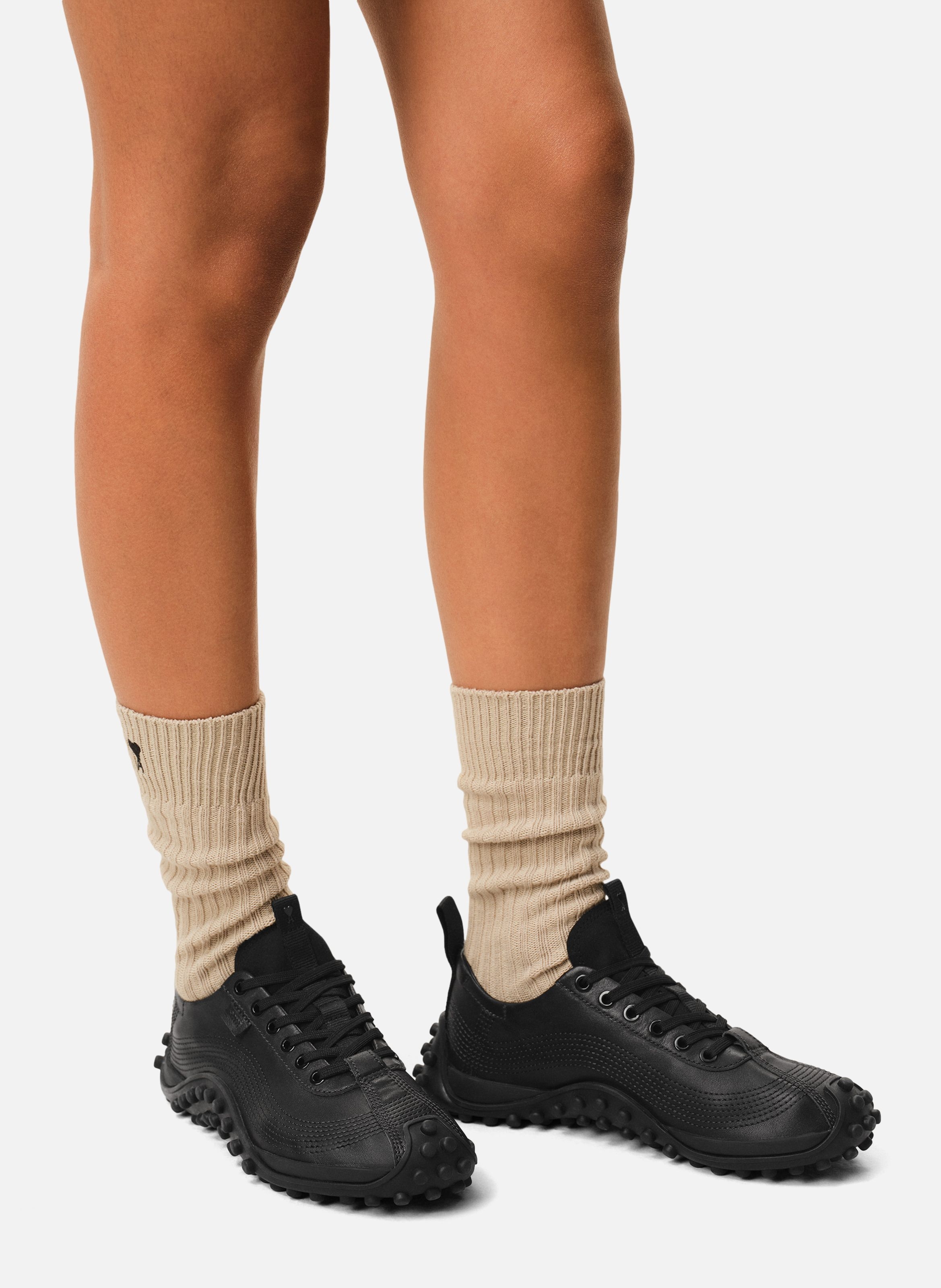 Baskets Mirage En Cuir Lisse unisexes AMI PARIS Noir